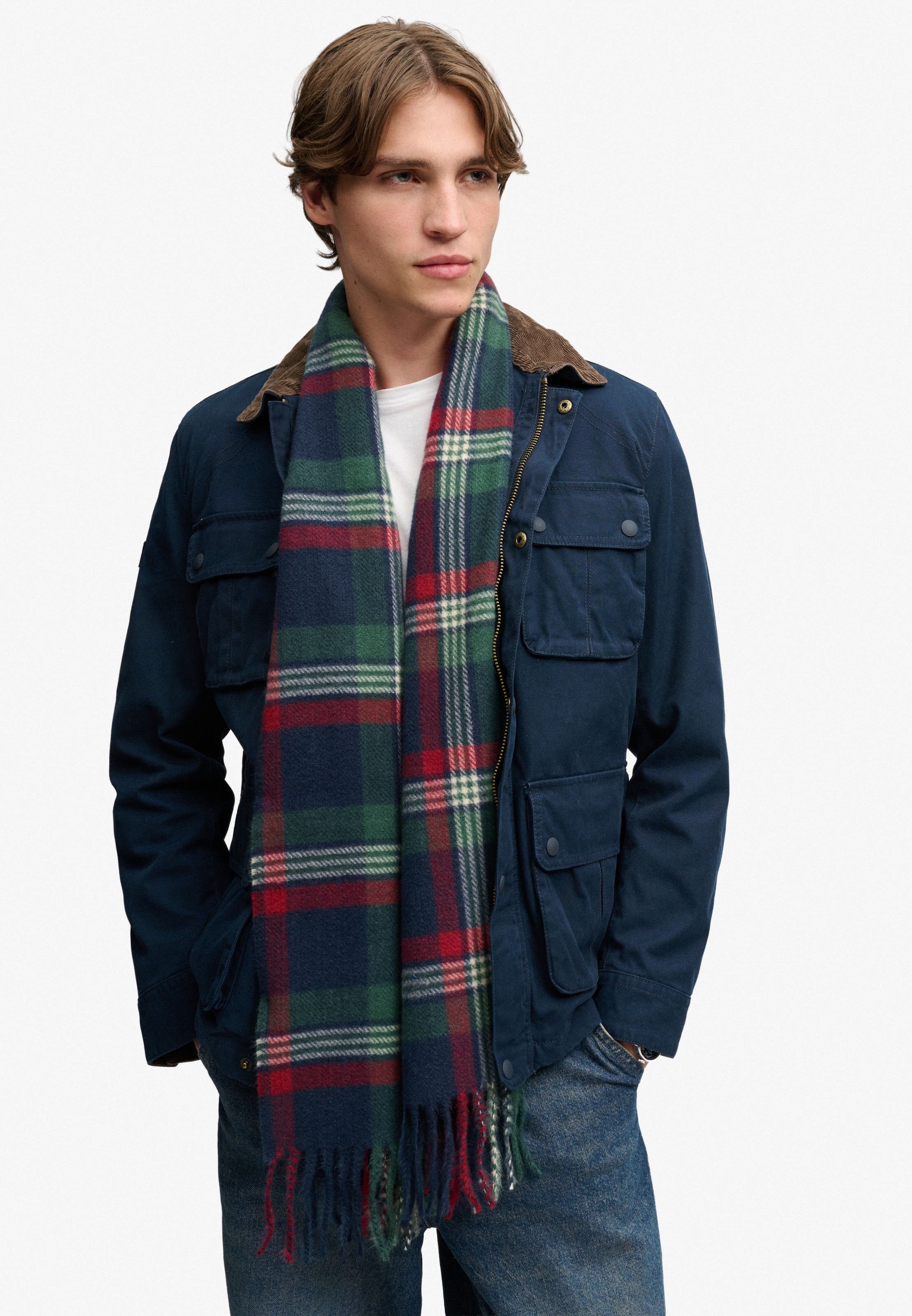 Superdry Strickschal »HERITAGE CHECKED SCARF« Materialmix, regular fit