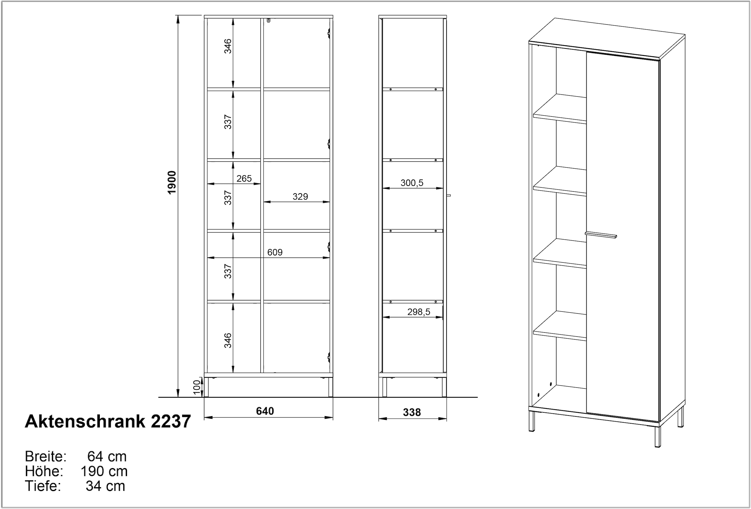 GERMANIA Ensemble de meubles de bureau »GW-Rovigo« 3 cuis tlg. Schreibtisch mit Knieblende, Made in Germany