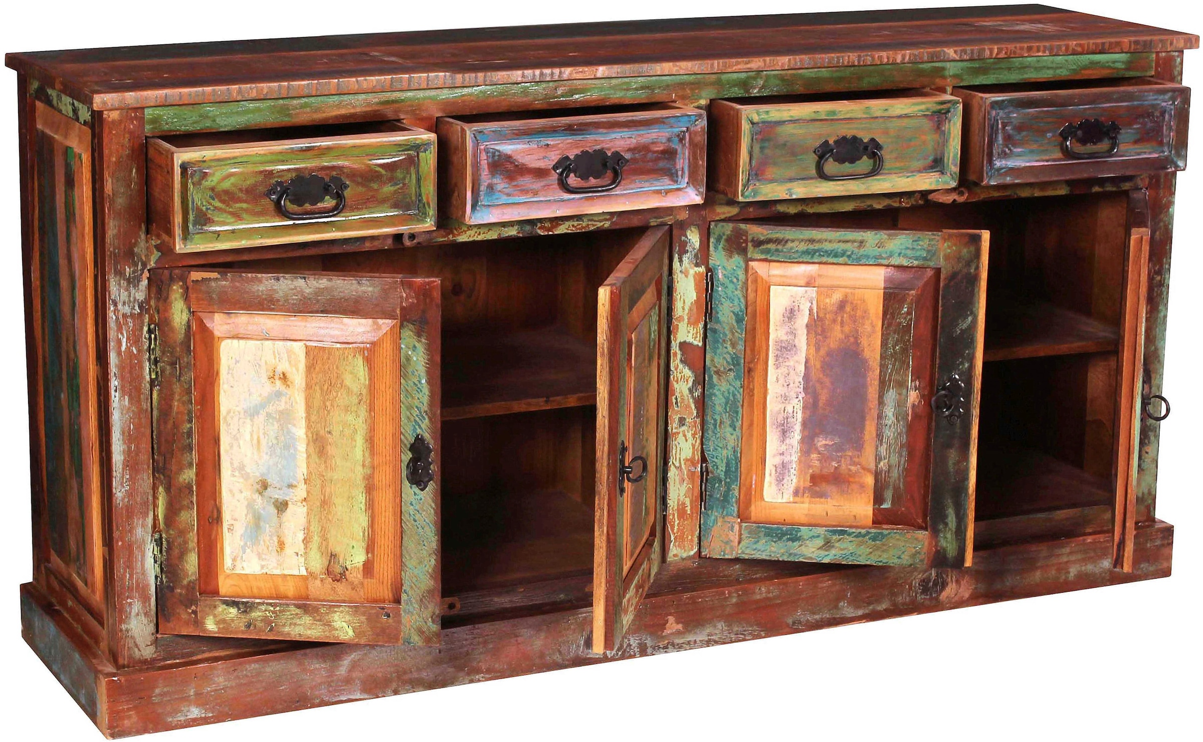 SIT Sideboard »Lodi aus bunt lackiertem Altholz mit 4 Türen & 4 Schubladen« 4 Türen, 4 Schubladen & grosszügige Fächer für vielseitige Aufbewahrung