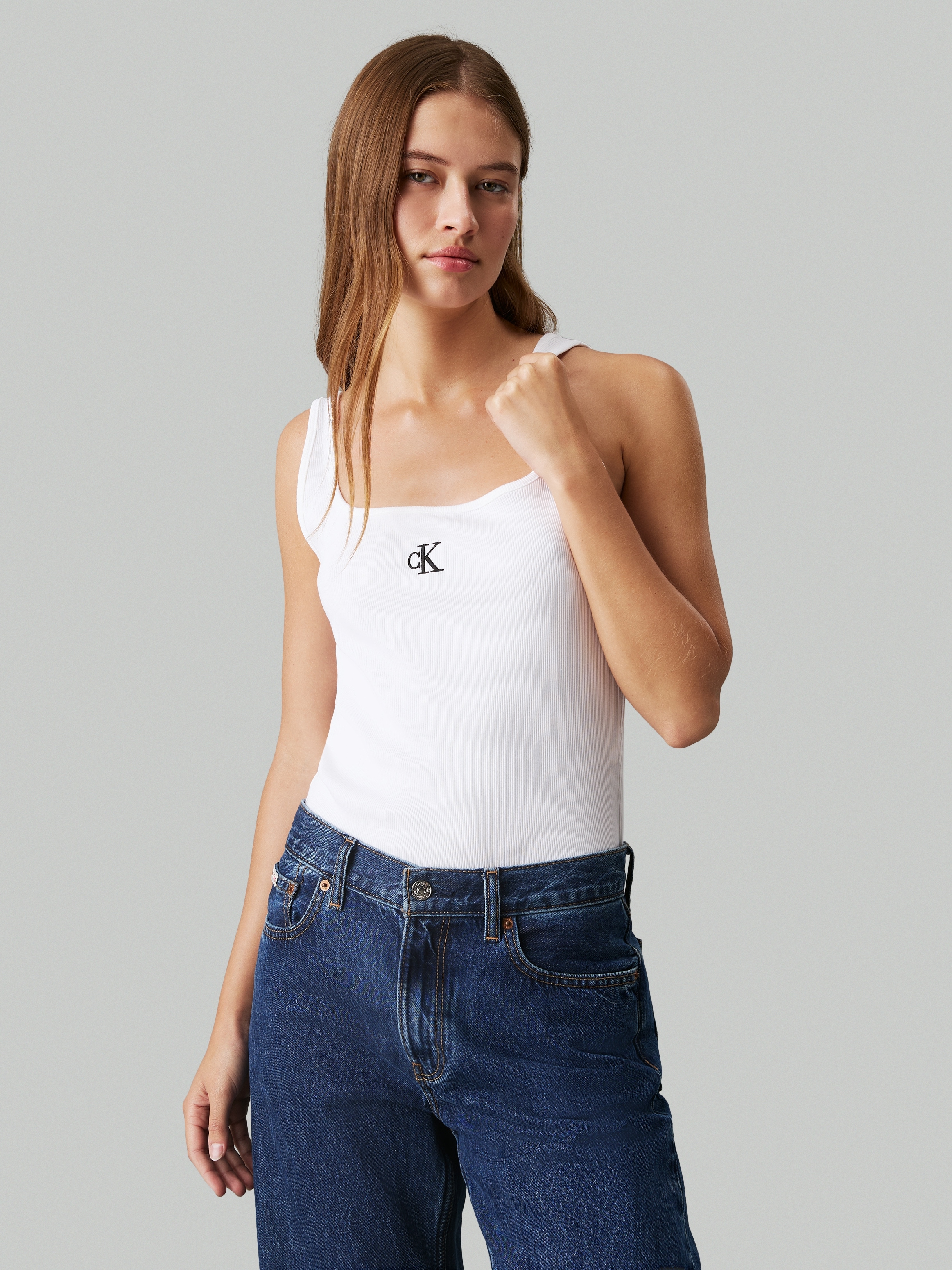 Calvin Klein Jeans Débardeur »CK RIB TANK TOP« mit eckigem Ausschnitt