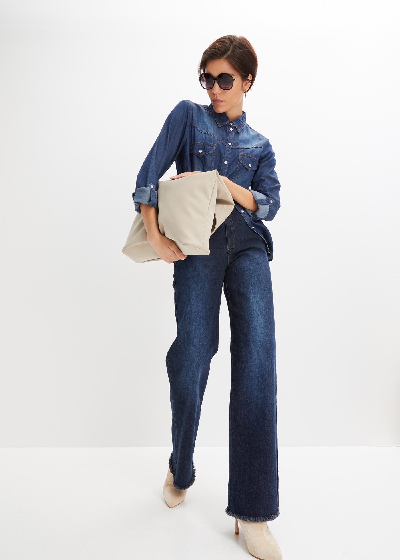 bonprix Weite Jeans »Wide-Leg-Jeans, High Waist«, Wide-Leg-Jeans, High Waist
