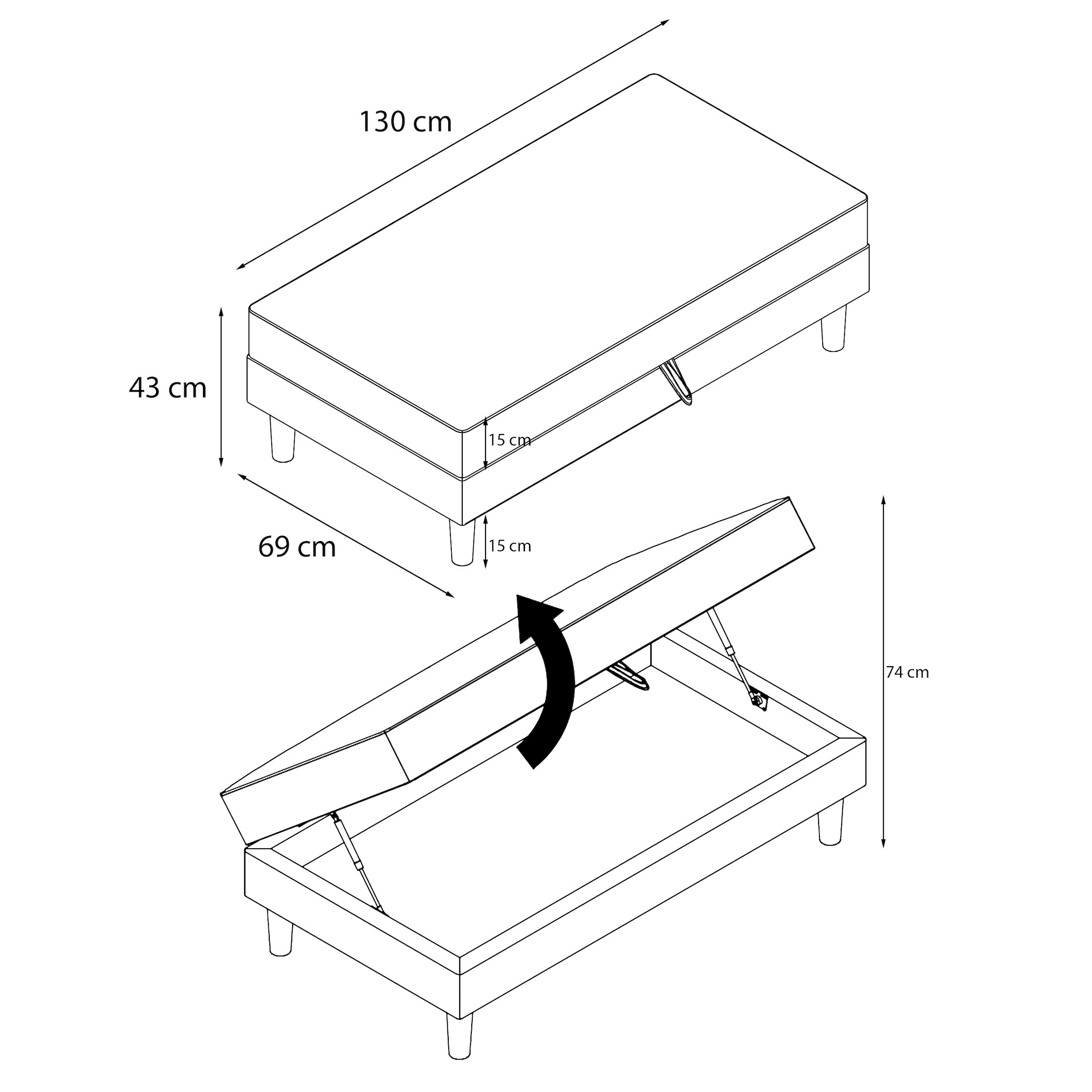 Dorel Home Tabouret de rangement »Lilly« 1 cuis tlg. mit Stauraum, frei in Raum stellbar, Sitzhöhe 43 cm