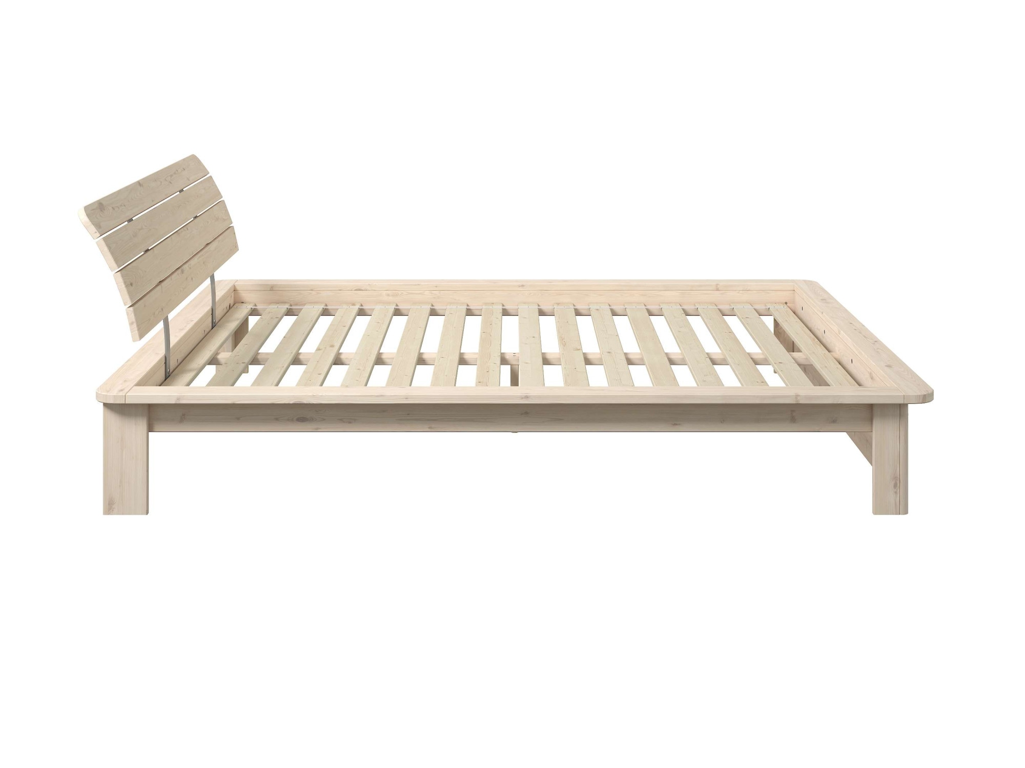 GOODproduct Massivholzbett »Antri, Futonbett, ergonomisch geformtes Kopfteil, stilvolles Design« Rahmen zur Ablage von Smartphone, mit Lattenrost, Bettkasten optional