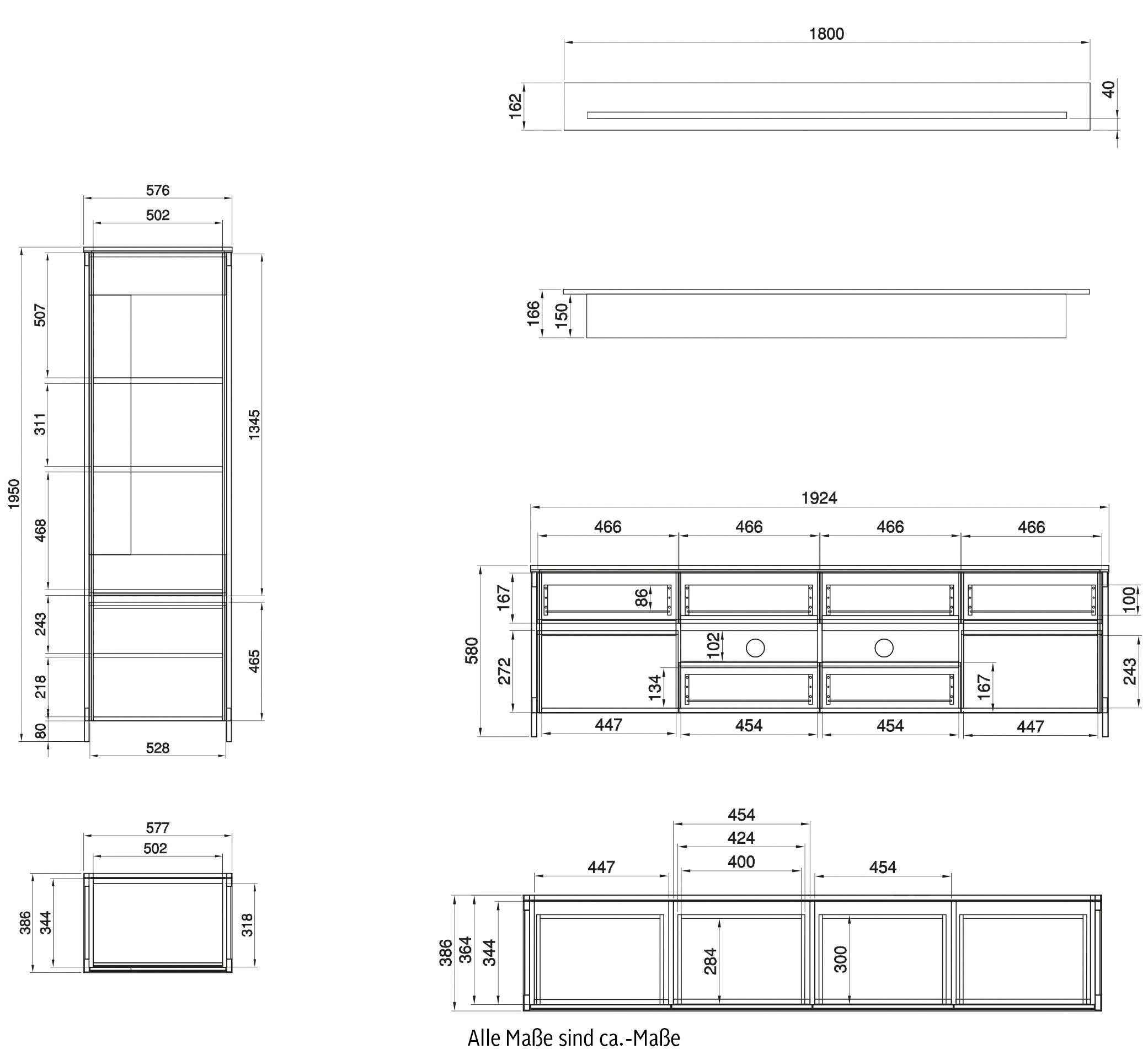 Home affaire Wohnwand »Stranda, moderne Anbauwand, Komplettset im Scandi-Style« 4 Stk. tlg.