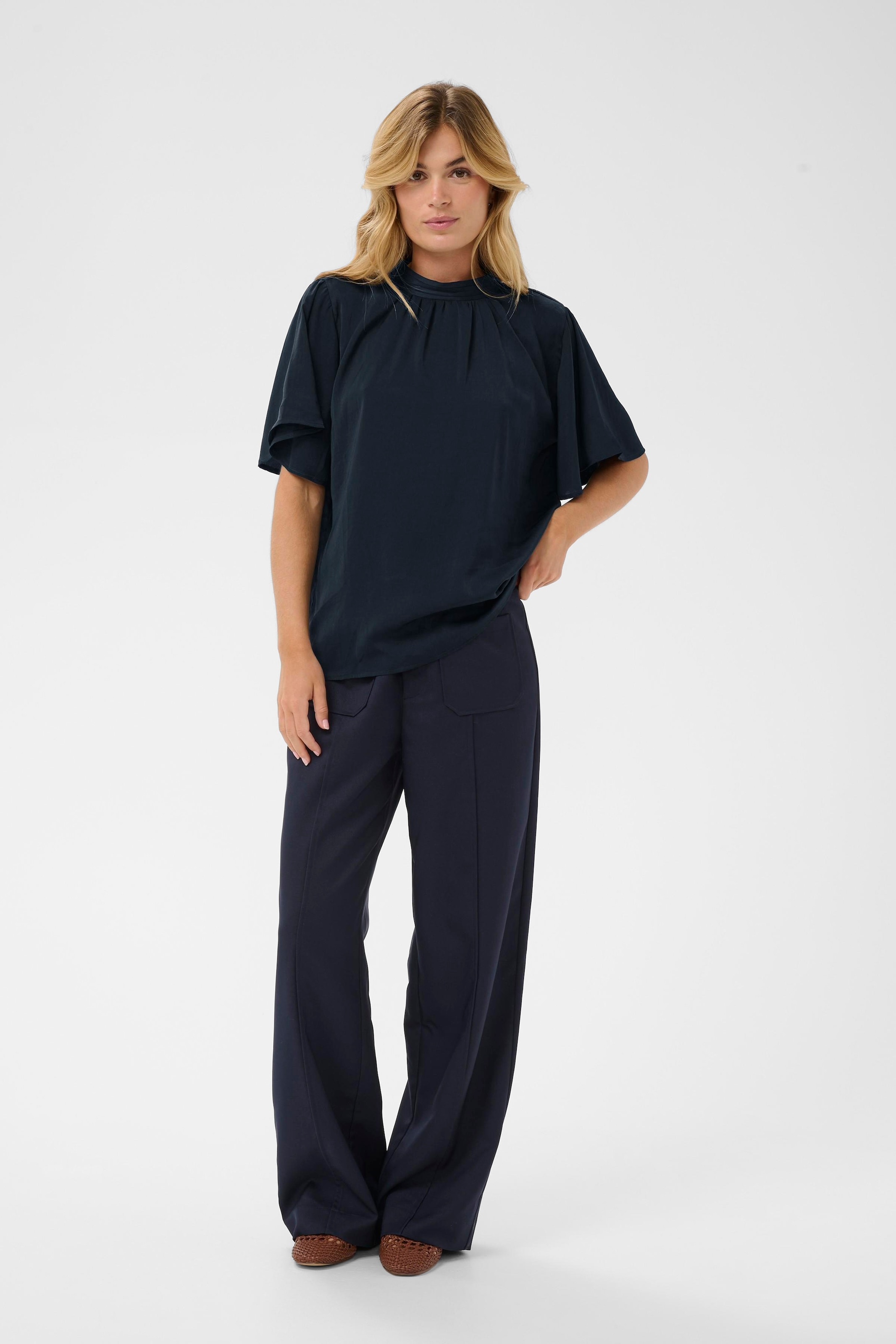 Saint Tropez Blouse à manches courtes »AileenSZ Flared Blouse« Kunstfaser, Regular fit