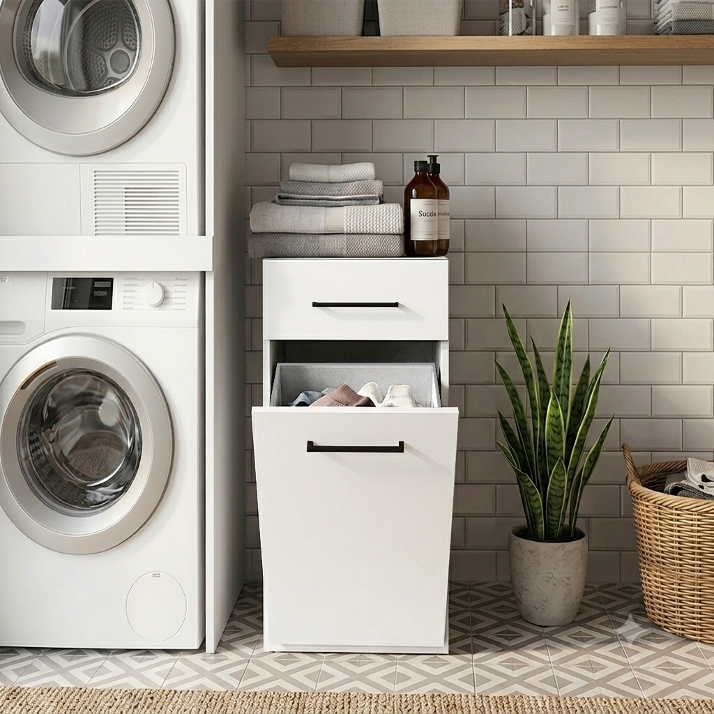 KOCHSTATION Armoire à linge »KS-Linda« largeur 40 cm, avec panier à linge intégré, parois de 25 mm d'épaisseur