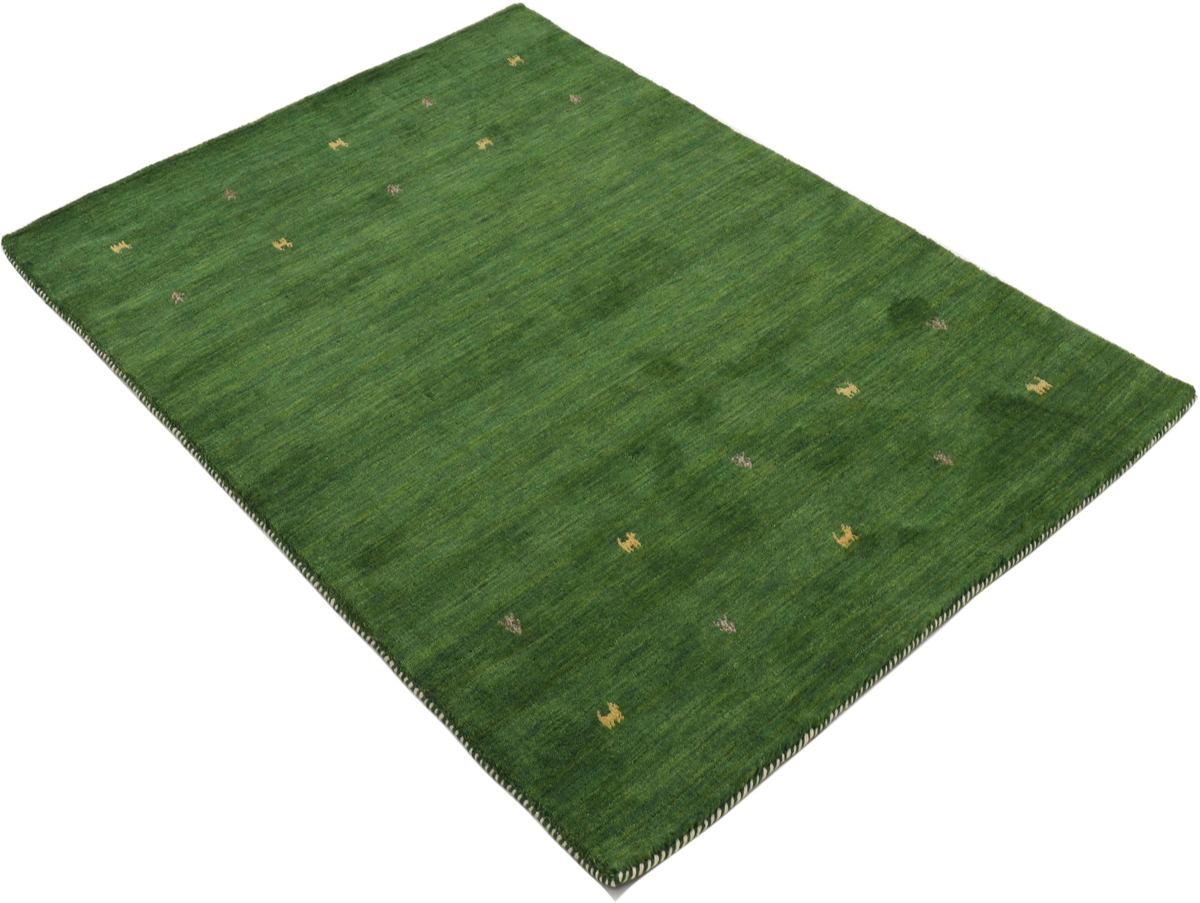 carpetfine Wollteppich »Gabbeh Uni,  auch als Läufer und Rund erhältlich« rechteckig 15 mm Höhe reine Wolle, handgewebt, Gabbeh Loom Tiermotiv, grosse Farbauswahl