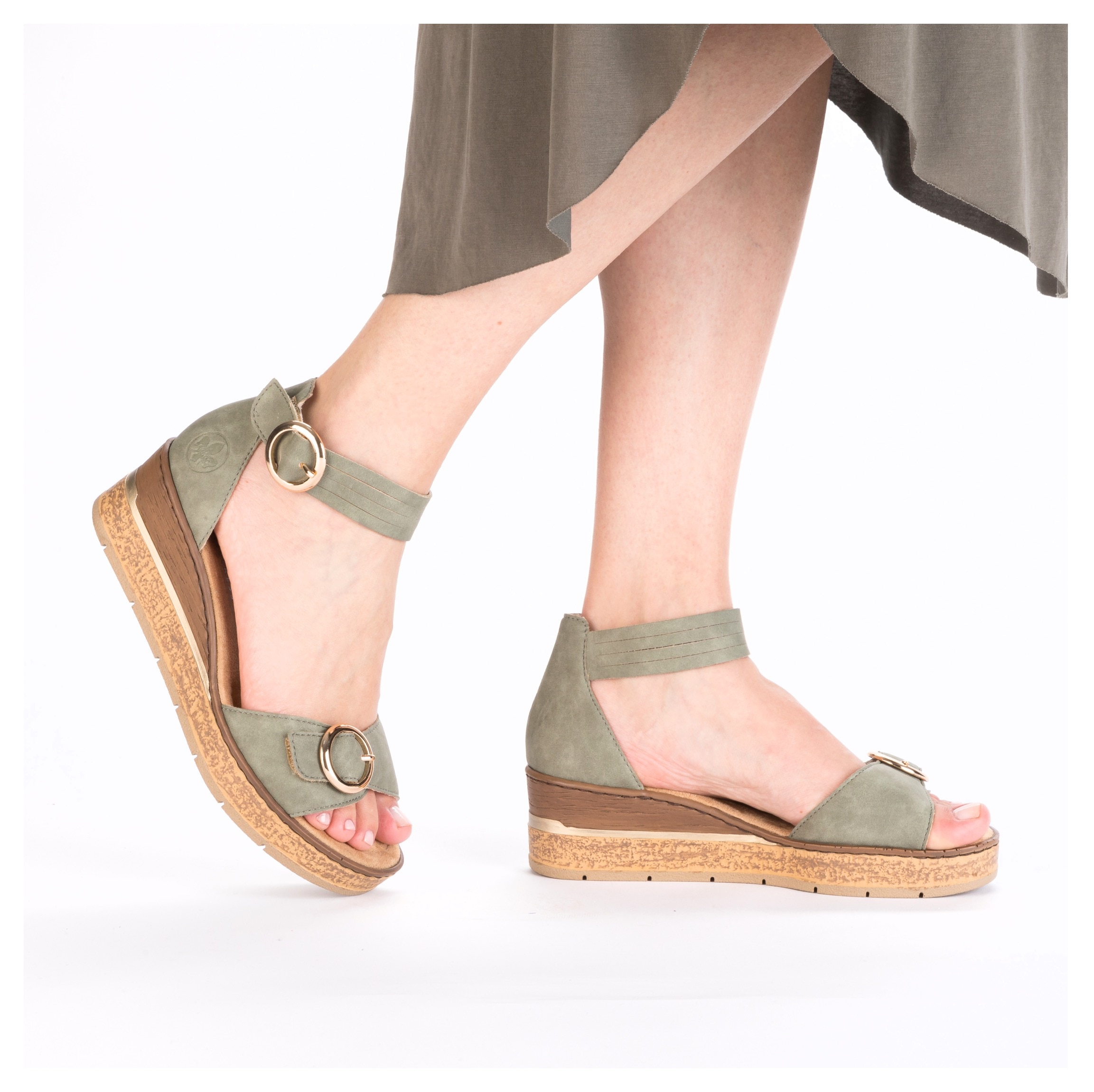Rieker Sandales compensées  Chaussure d'été, chaussure de vacances, sandale avec bride tendance à la cheville