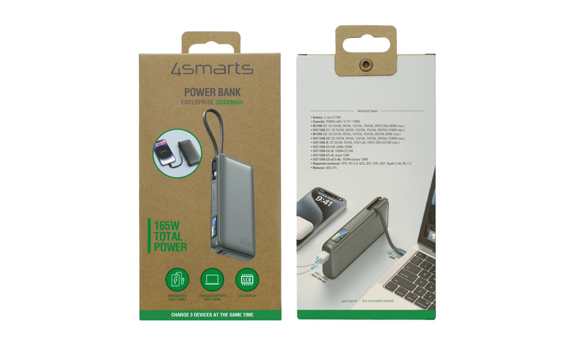 4smarts Powerbank »Enterprise, 20000 mAh, 165W« 20.000 mAh