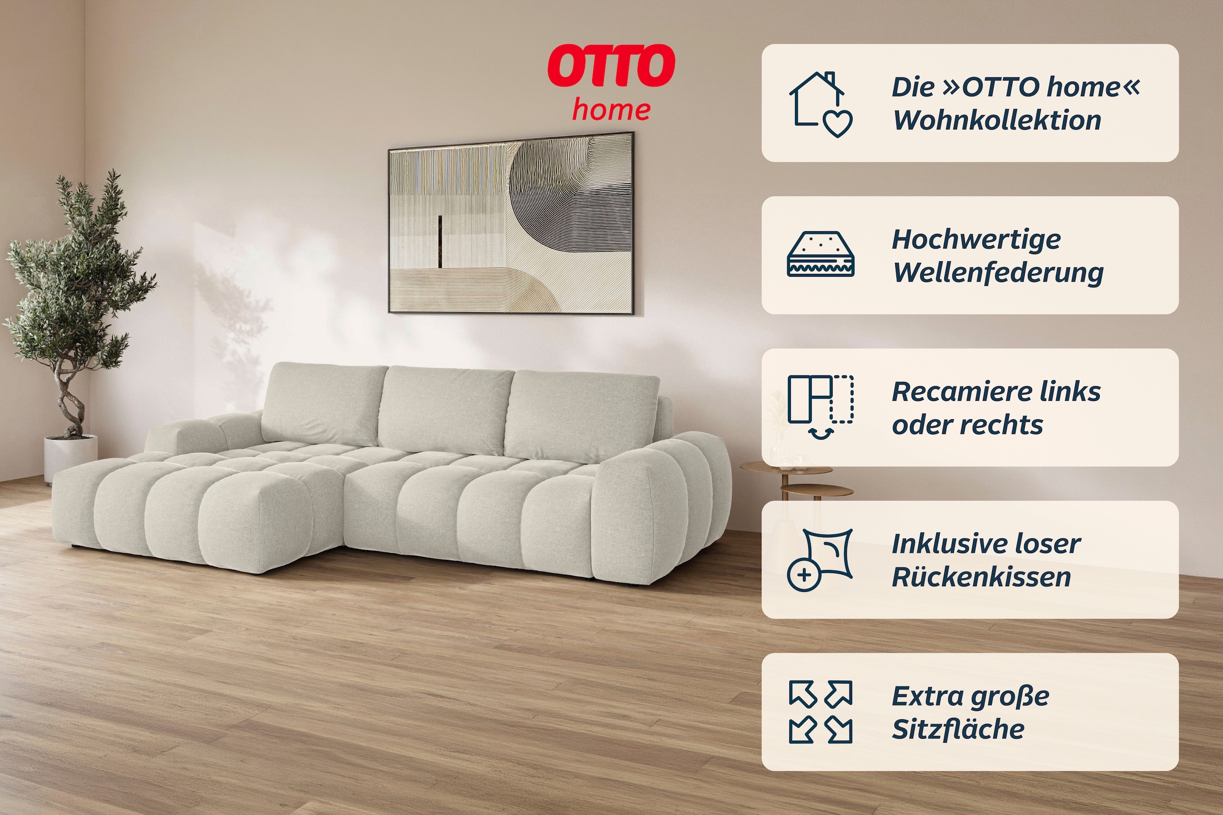 GOODproduct Canapé d'angle »AZITA L-Form, 270 cm - OTTO. Verlässliche Qualität.« au choix en canapé-lit avec coffre, aspect bulles