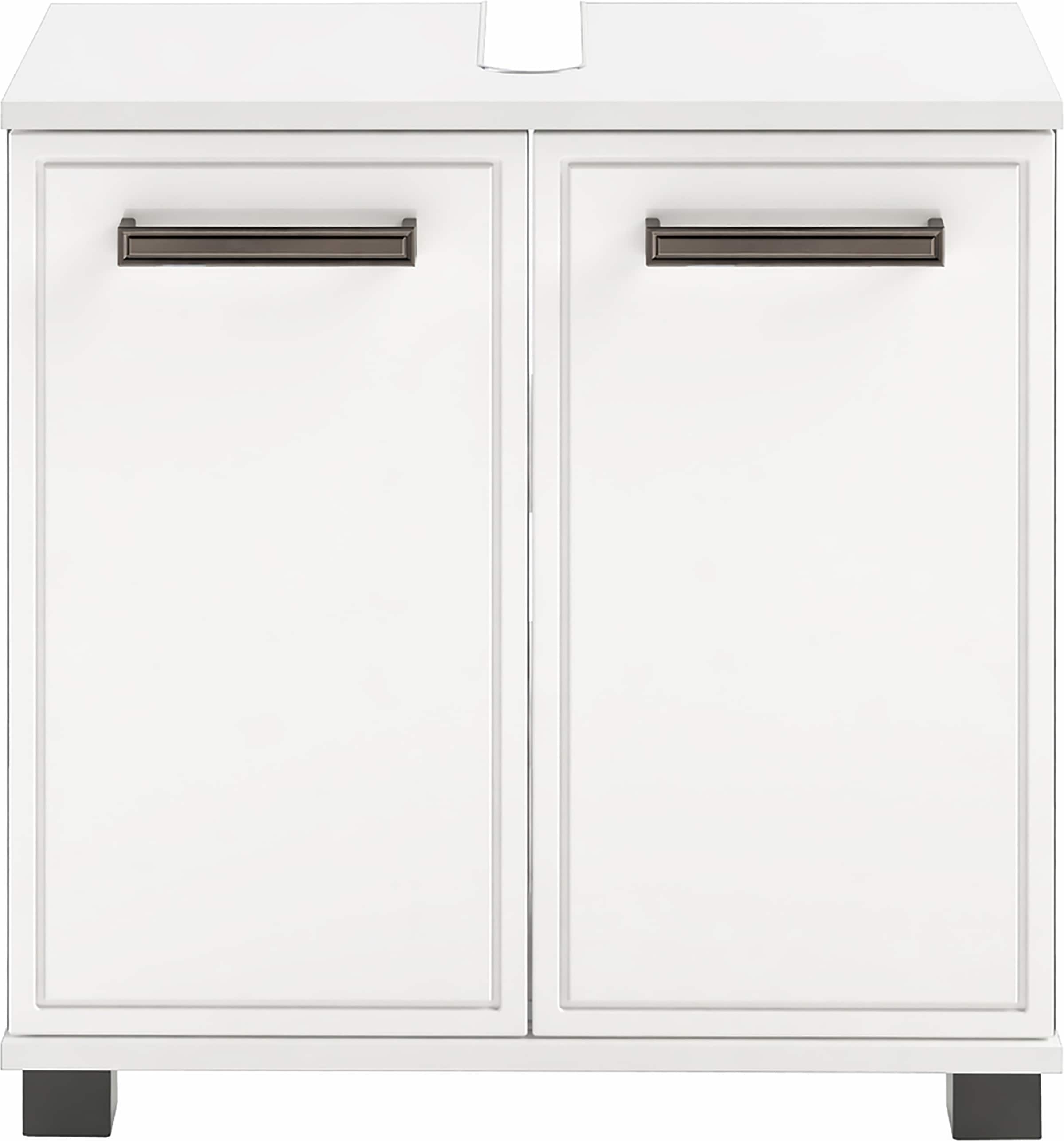 Schildmeyer Armoire sous lavabo »ADANA, Breite 59,8 cm, 2 Türen, Siphonausschnitt, MADE IN GERMANY« 1 cuis tlg. Façades MDF formées par thermoformage - embossage du cadre tout autour, FABRIQUÉ EN ALLEMAGNE