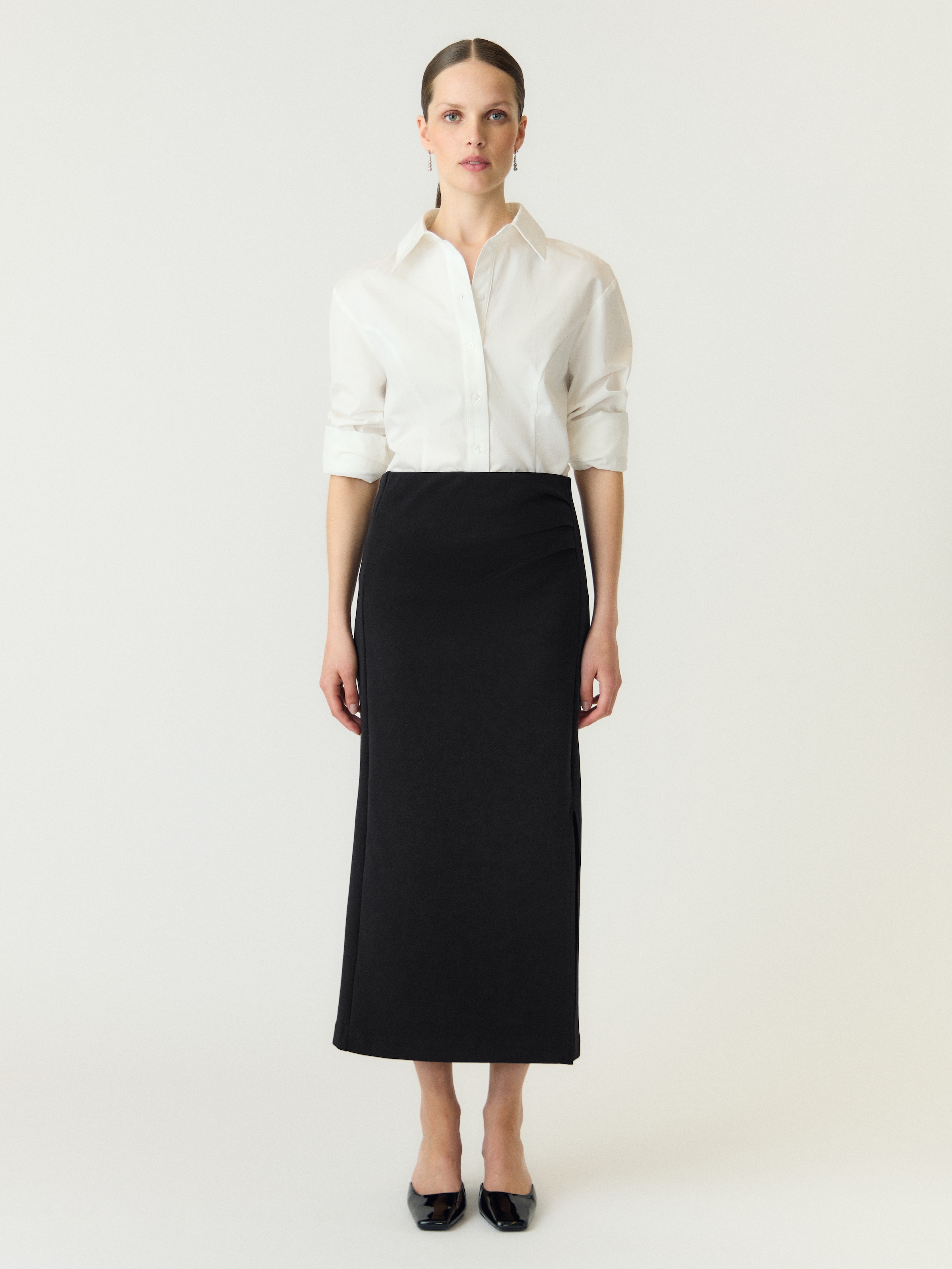Y.A.S Maxi jupe »YASPINA HW LONG SKIRT NOOS« mélange de coton, taille haute