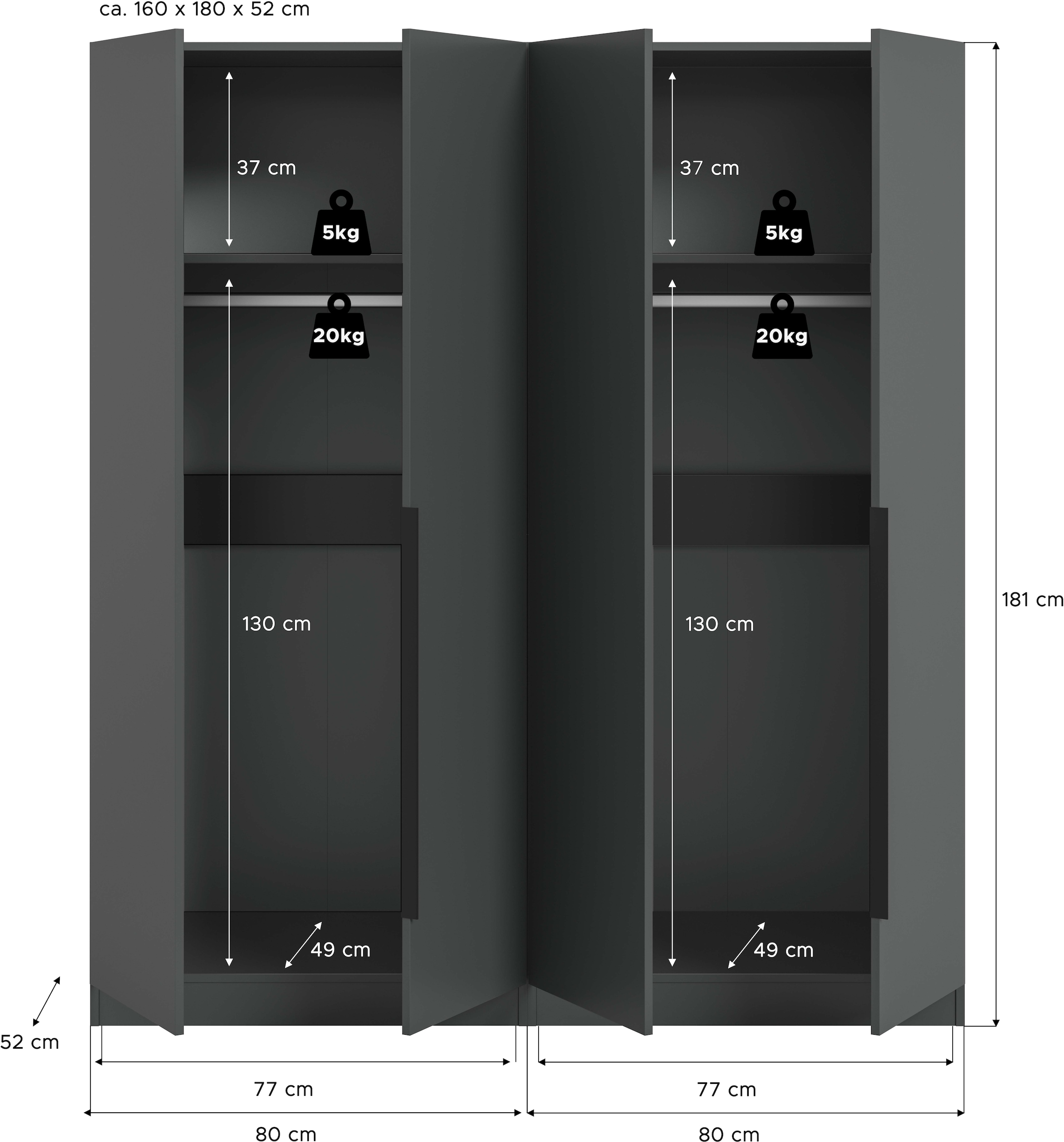 Home affaire Schrank-Set »Skarde moderner Kleiderschrank Schlafzimmerschrank« wähle deine beste Schrank Kombination, 1 Stk. tlg.