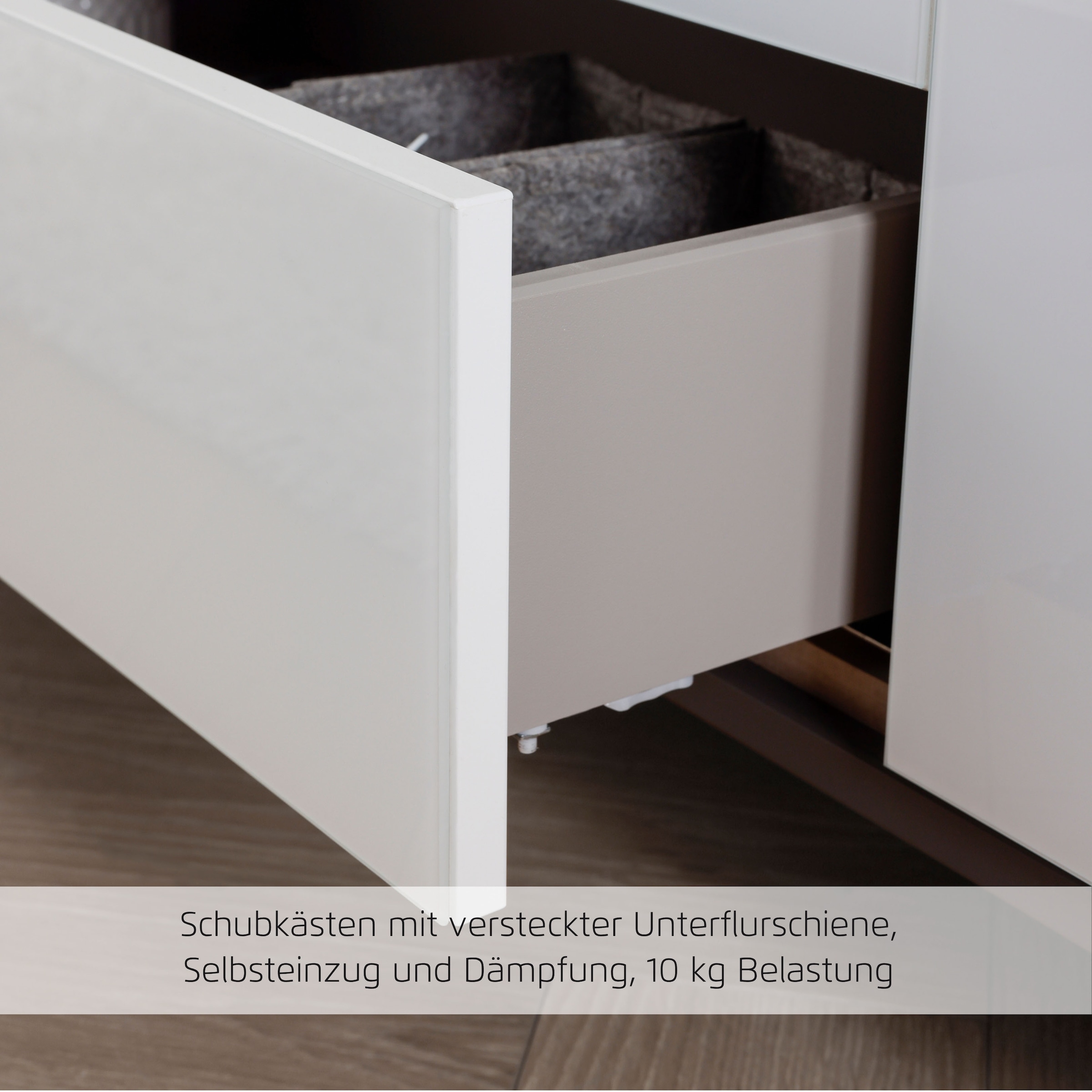 GOODproduct Kombikommode »Kommode Sideboard Schubladenkommode Schlafzimmerkommode OTELI« Breite 120 cm inkl. SOFT-CLOSE-FUNKTION, mit moderner Dekor-Front,  vier grosse Schubladen und 2 Türen, mit 4 Einlegeböden MADE IN GERMANY