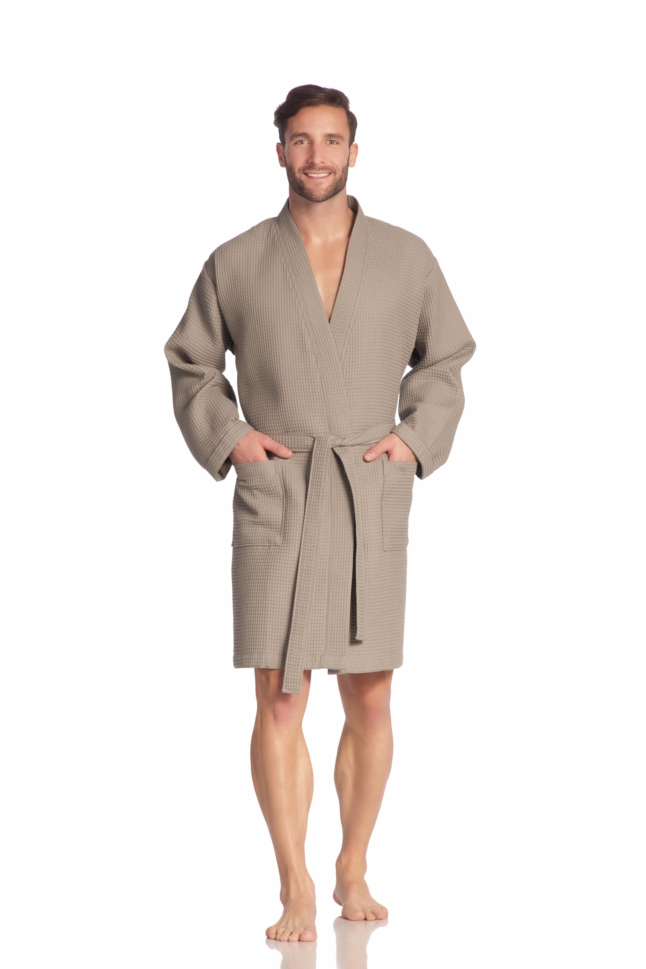 Vossen Peignoir de bain unisexe »Rom, ideal für Sauna & Spa, Hotelbademantel, Morgenmantel« 1 cuis pour femmes & hommes, structure gaufrée en nid d'abeille, en qualité légère
