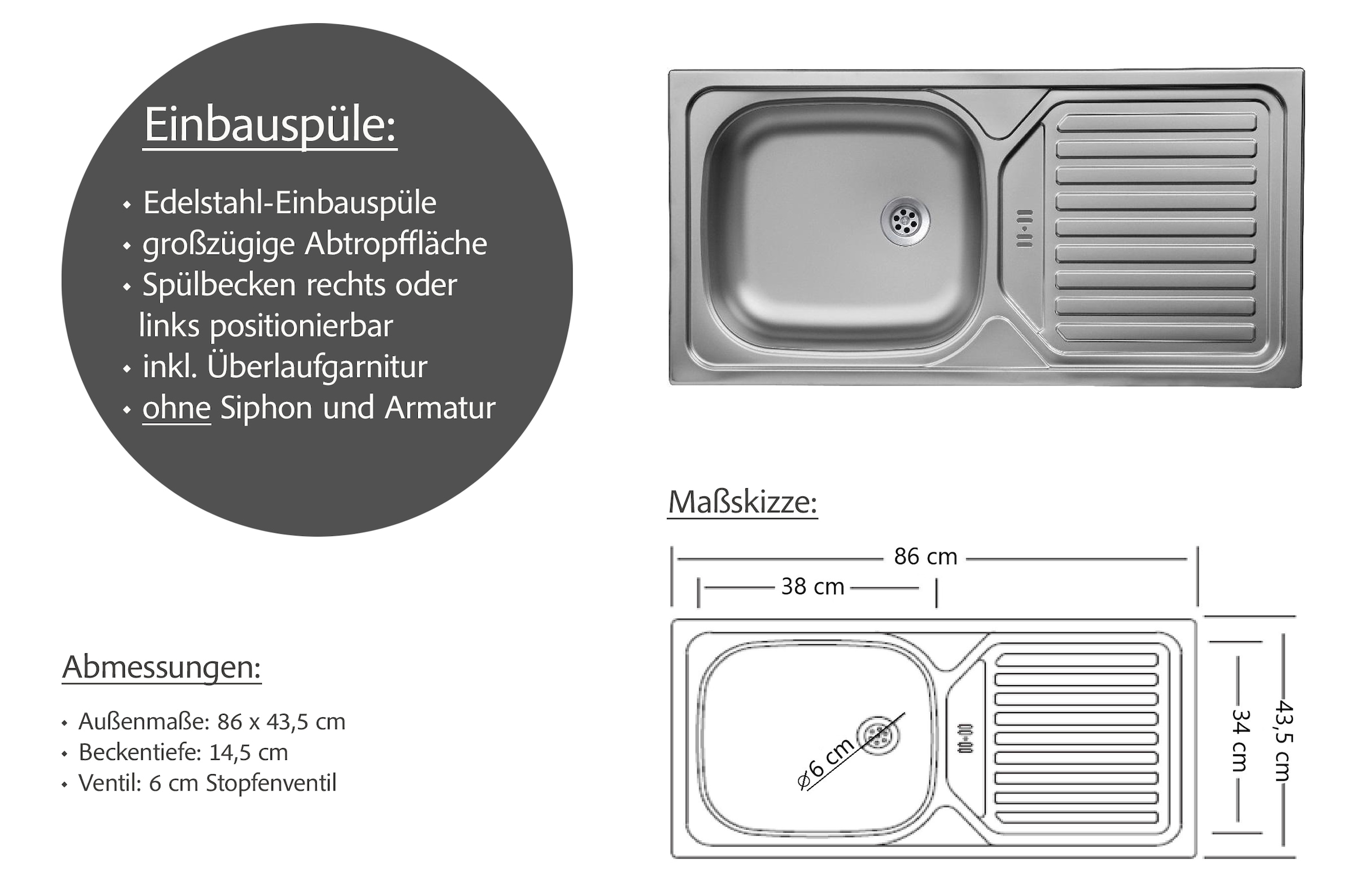 KOCHSTATION Winkelküche »KS-Milan, optional mit Muldenlüfter« Stellbr.270/220 cm, wahlweise mit E-Geräten, Kochfeld mit Dunstabzug