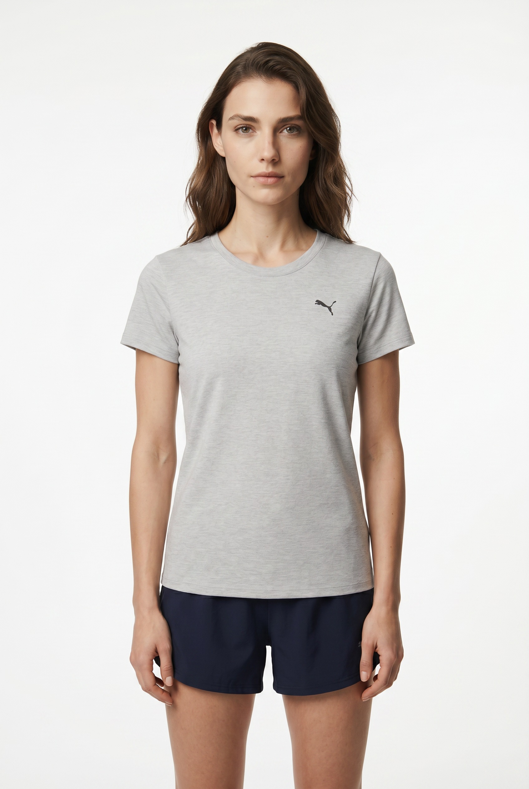 PUMA Trainingsshirt »W TAD ESSENTIAL HEATHER TEE« gerade Schnittform, kurze Ärmel, Trainings-T-Shirt