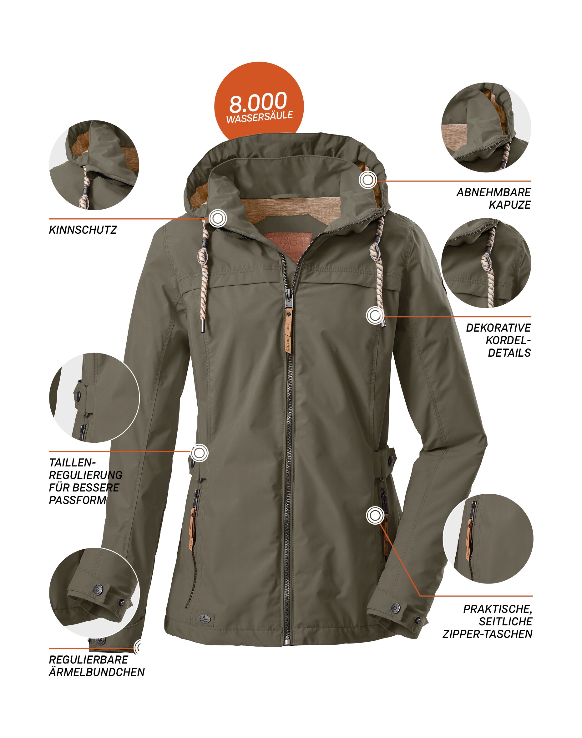 G.I.G.A. DX by killtec Funktionsjacke »Jamil WMN JCKT A« Damenjacke: abnehmbare Kapuze, 8.000 mm Wassersäule