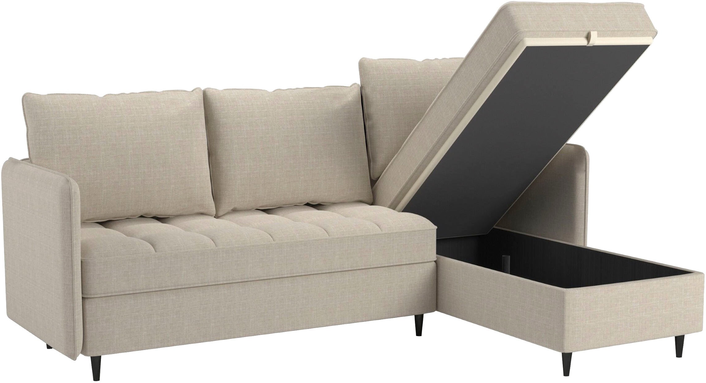 Dorel Home Canapé d'angle »LINDHUS, L-Form, verschiedene Stellvarianten, Schlaf-Liege« Modulsofa, Recamiere, grosser Bettkasten, Cord, Chenille