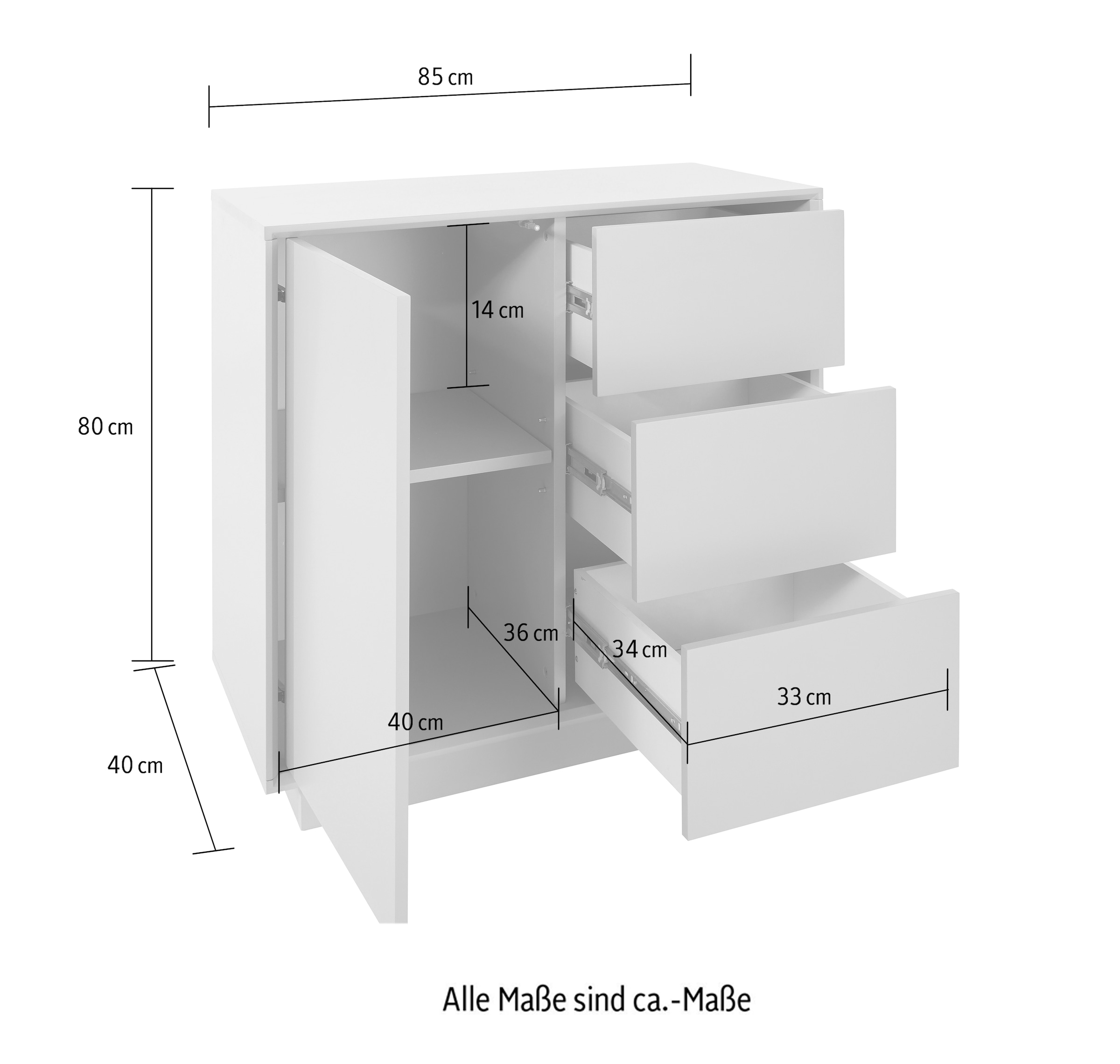 homsy by Ana Johnson Sideboard »Storvia« seidenmatte Lackierung, geräuschlose Soft-Close-Schubladen, B 85 cm
