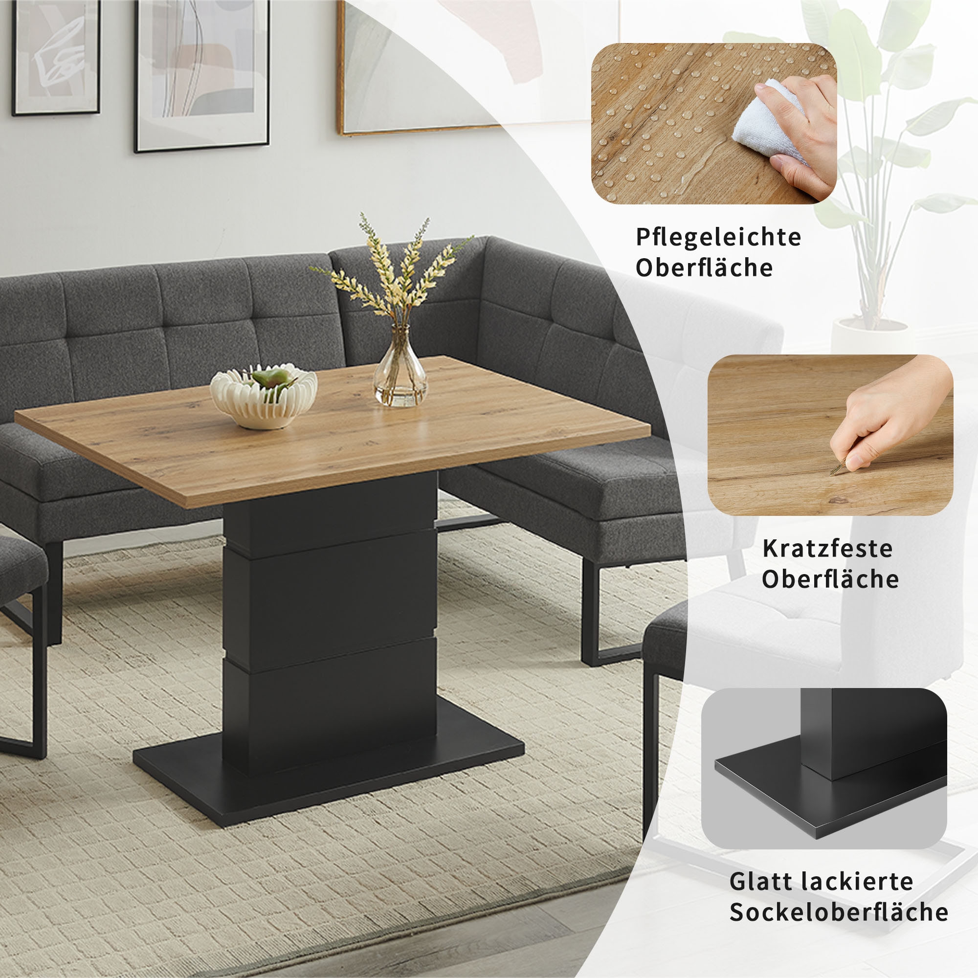 GOODproduct Eckbankgruppe »Geranie, Sitzgruppe, Eckbank inkl. Stauraum, Esstisch, 2 Freischwinger« Set, Eckbank inkl. Stauraum wahlweise links und rechts montierbar, 4 Stk. tlg. Eckbank inkl. Stauraum wahlweise links oder rechts montierbar