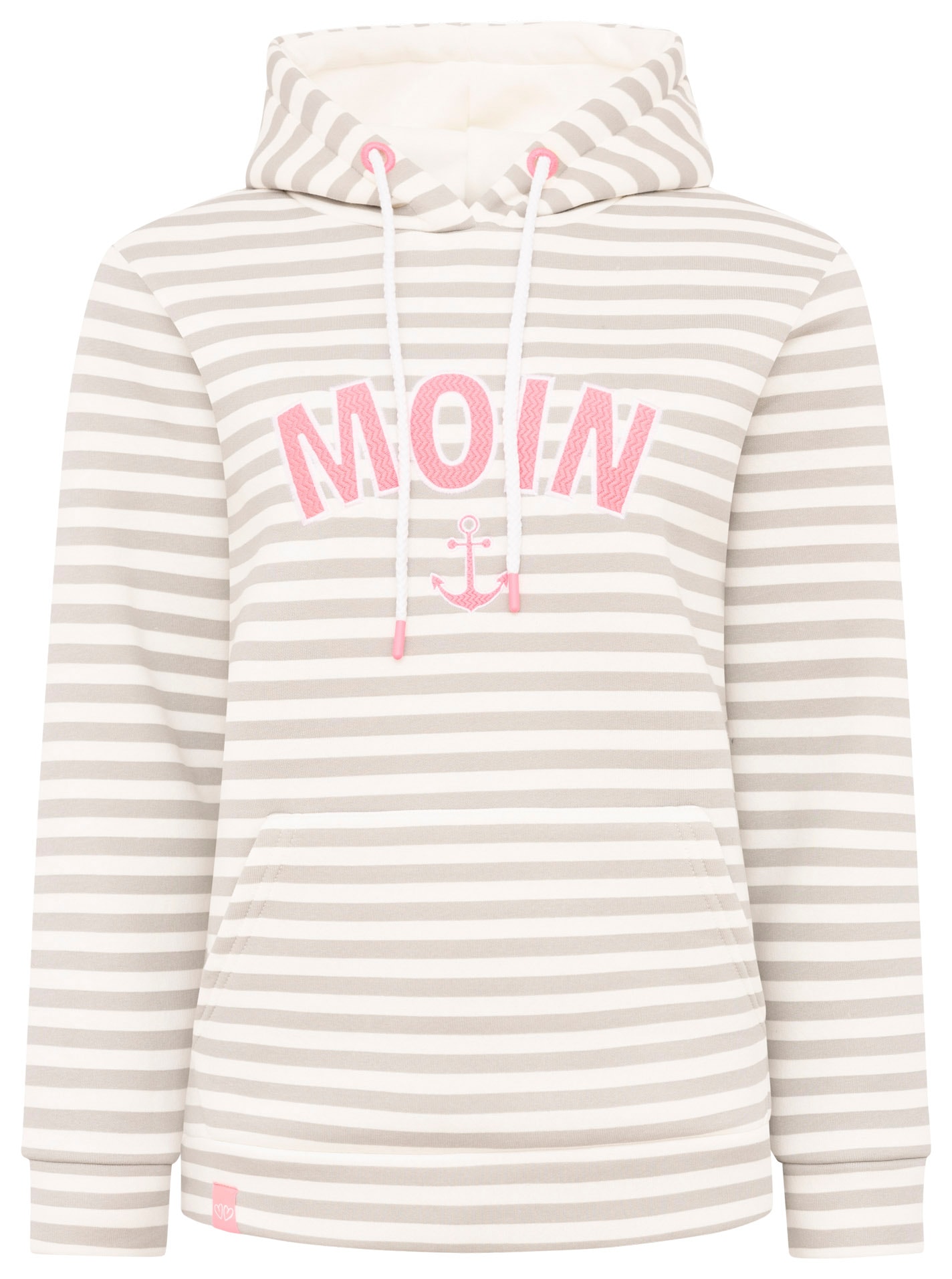 Zwillingsherz Kapuzensweatshirt »"Streifen Moin"« gestreift, grosse "MOIN"- und Anker -Stickerei, Tasche vorne