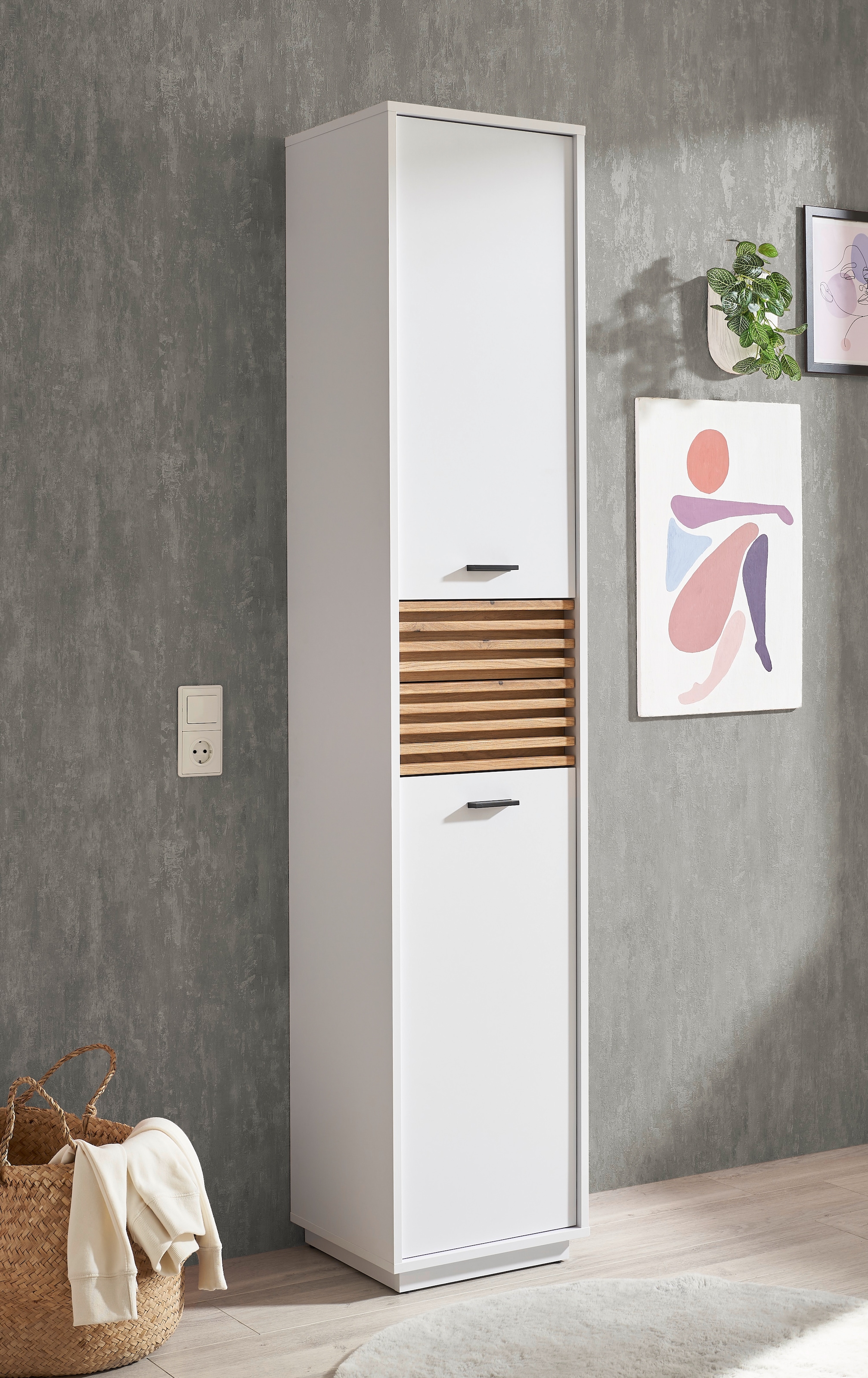 BASIC by Balculina Hochschrank »Liguria B/H/T 38x191x35 cm« 1 Stk. tlg. Breite 38cm, Unterflurauszug, FSC-Mix 70%