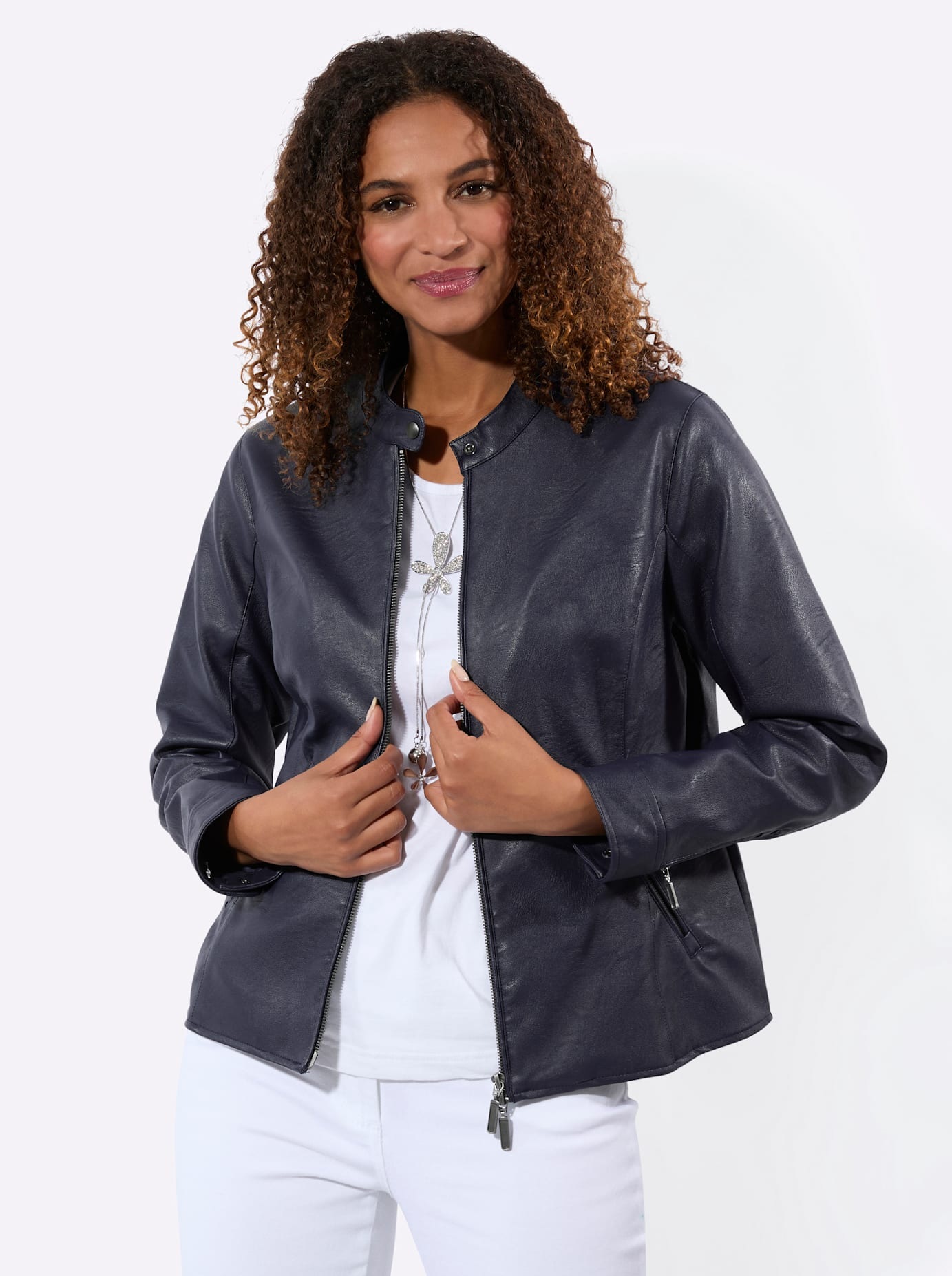 Inspirationen Veste en imitation cuir ohne Kapuze