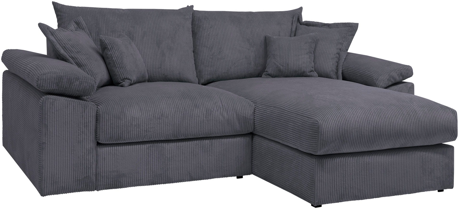 Home affaire Ecksofa »Soft&Cosy XL L-Form, B: 246 cm« Mega-Sofa, Cord oder Chenille-Struktur, mit Federkern & 4 Zierkissen