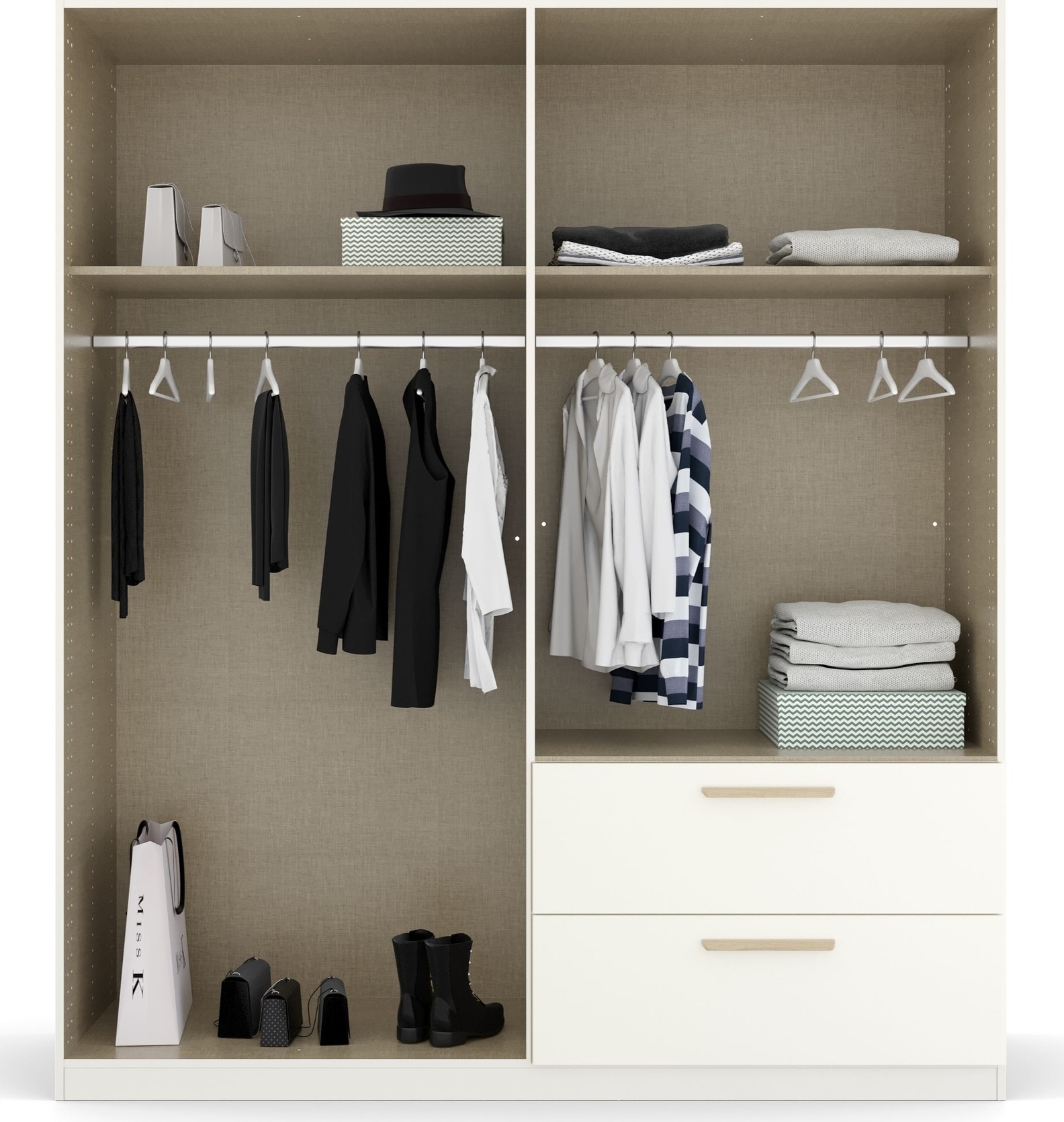 rauch Armoires à vêtements »Drehtürenschrank Schrank Garderobe Ankleide SKANDI BY QUADRA SPIN« Largeurs : 181/226/271 cm, hauteur 210 cm,  Style campagne avec poignées en chêne sauvage massif, avec tiroirs