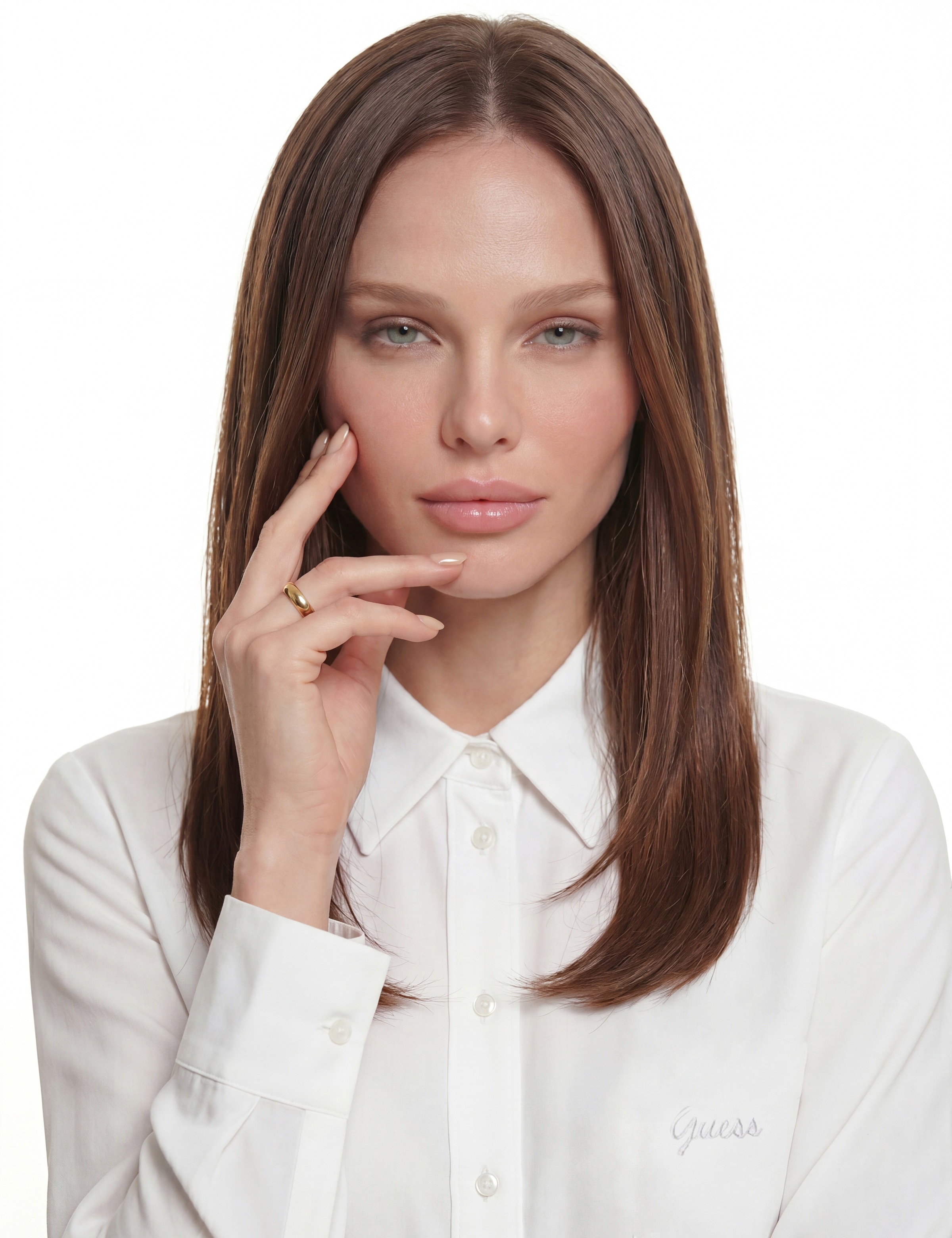Guess Blouse chemise »NEW CATE SHIRT« mit Logostickerei, Slim Fit