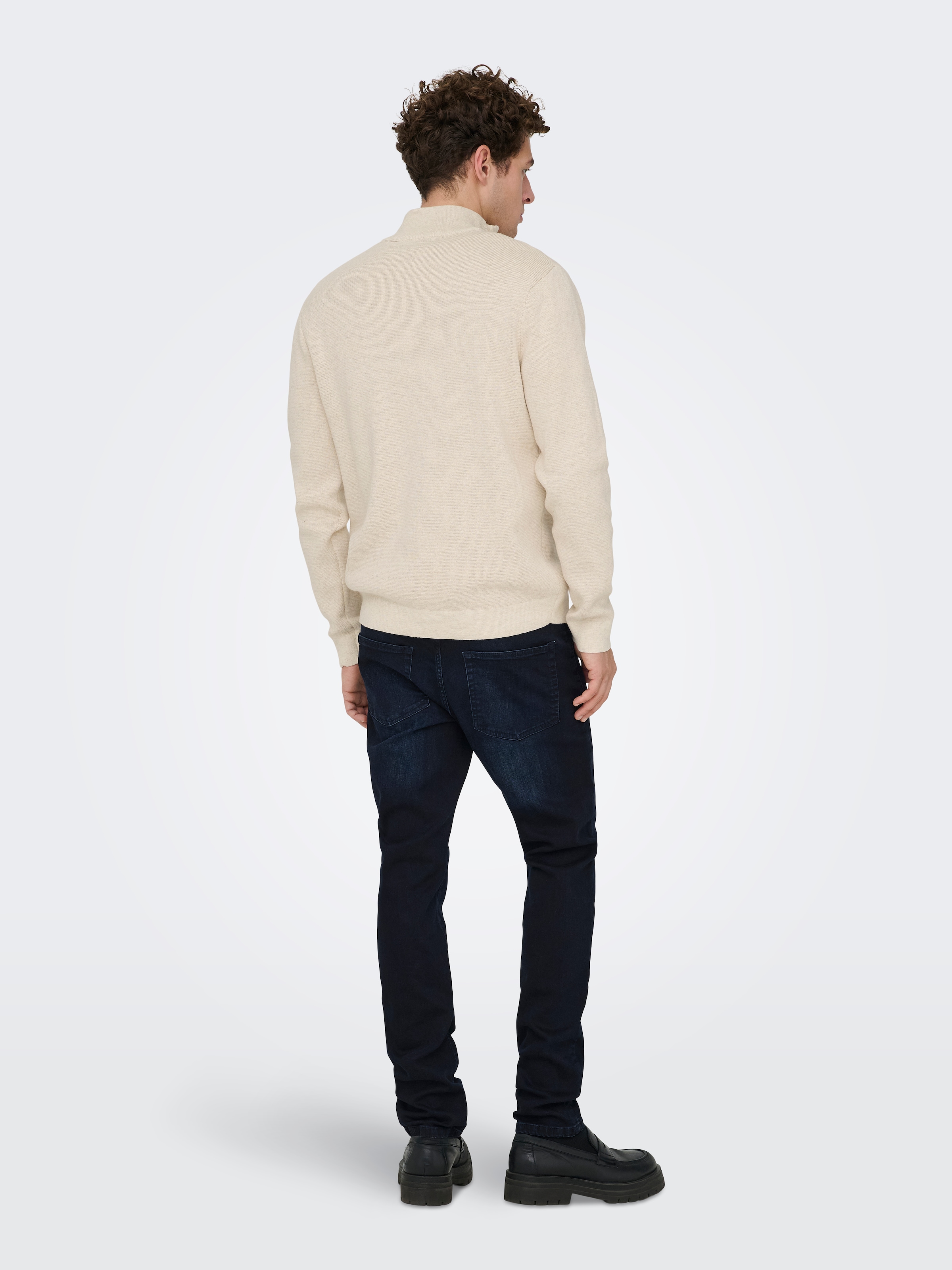 ONLY & SONS Troyer »ONSTING LIFE REG HALF ZIP KNIT NOOS« coton, coupe régulière