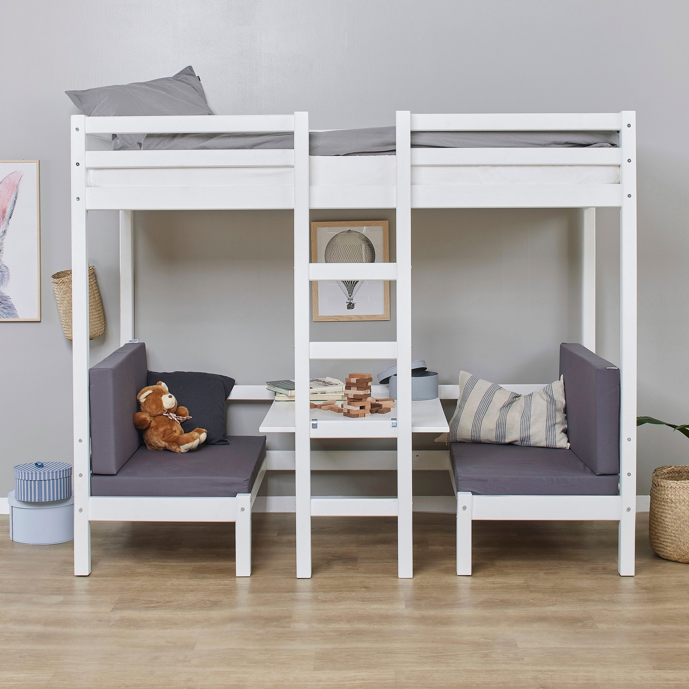 Hoppekids Hochbett »ECO Dream, Kinderbett mit Funktion - Praktisch & flexibel« Unteres Bett nutzbar als Bett oder Sitzgruppe. 90x200
