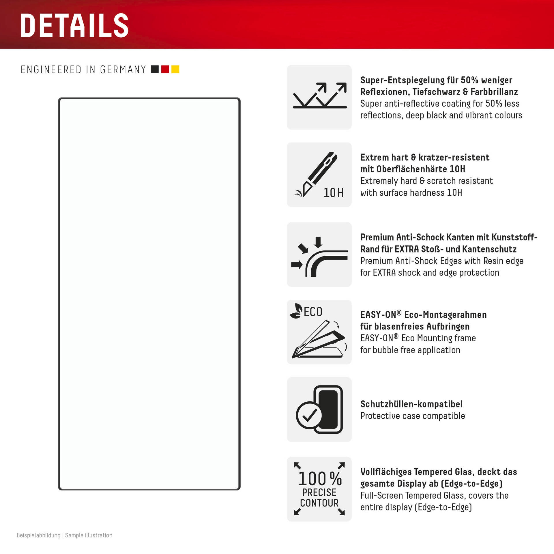 Displex Verre de protection d'écran »Premium Glass Full Cover Anti-Reflex« für Samsung Galax S24 Ultra 1 cuis tlg. Displayschutzfolie, Schutzfolie, Bildschirmschutz, kratz- & stossfest