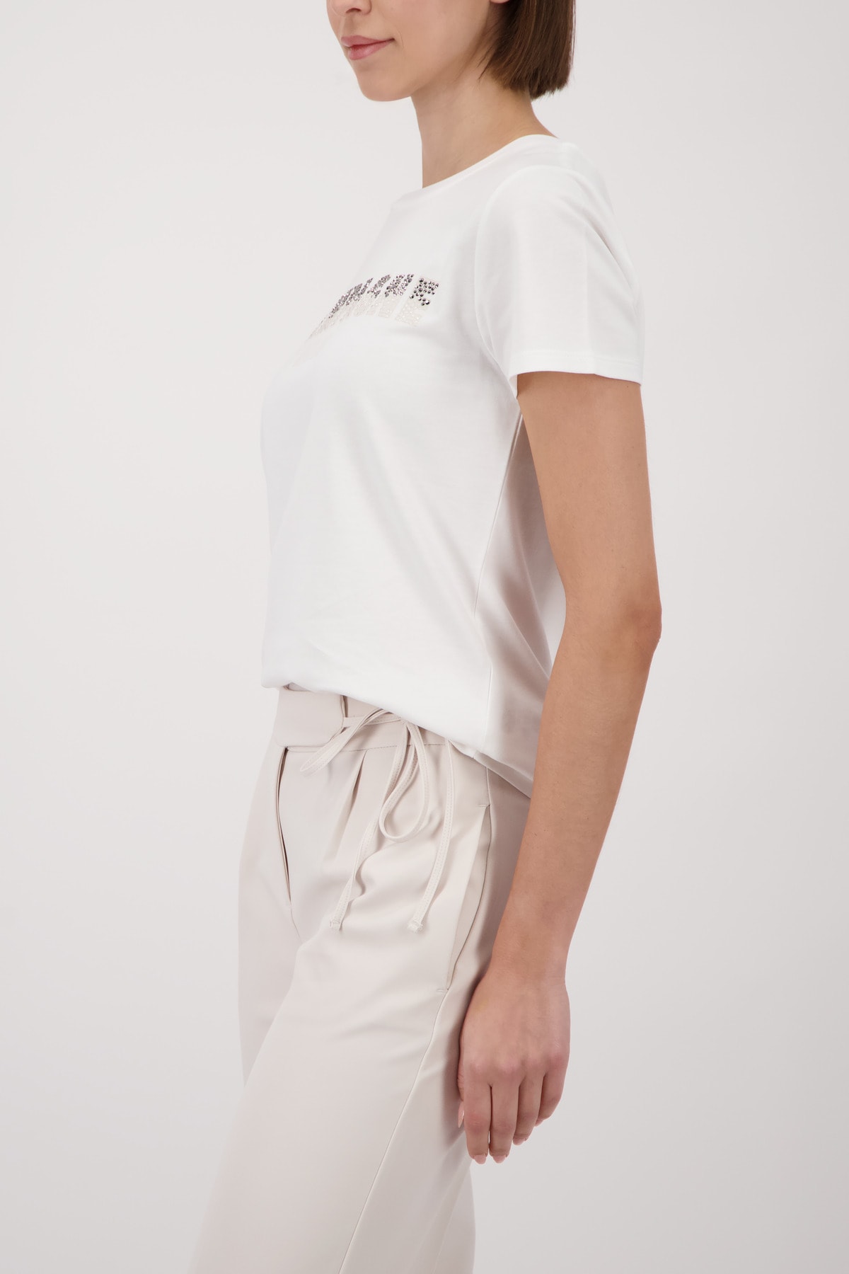 Monari T-shirt »Shirt Schmuckschrift« Regular fit mit Strasssteinen