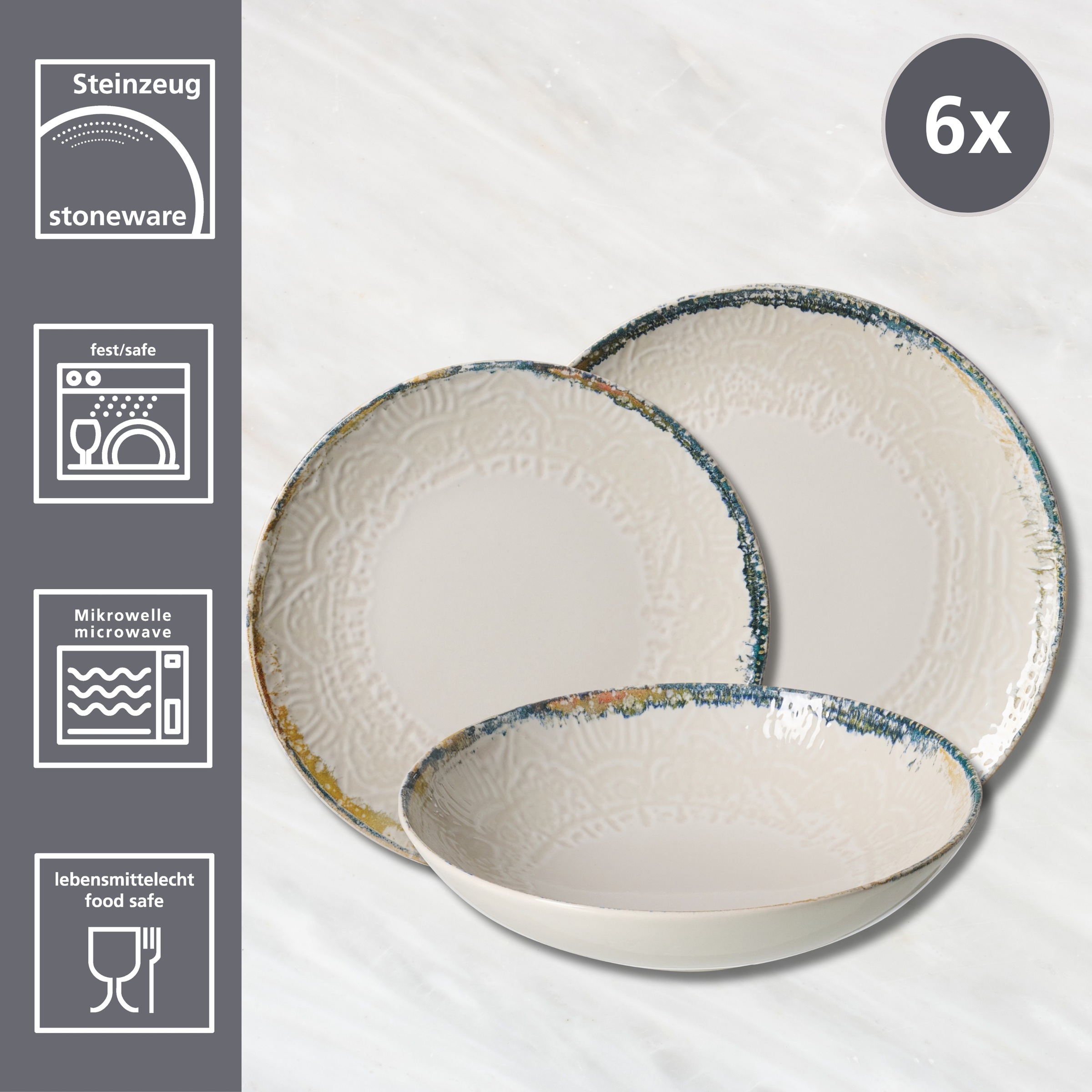 Ritzenhoff & Breker Tafelservice »Alfonso« aus Steinzeug für 6 Personen
