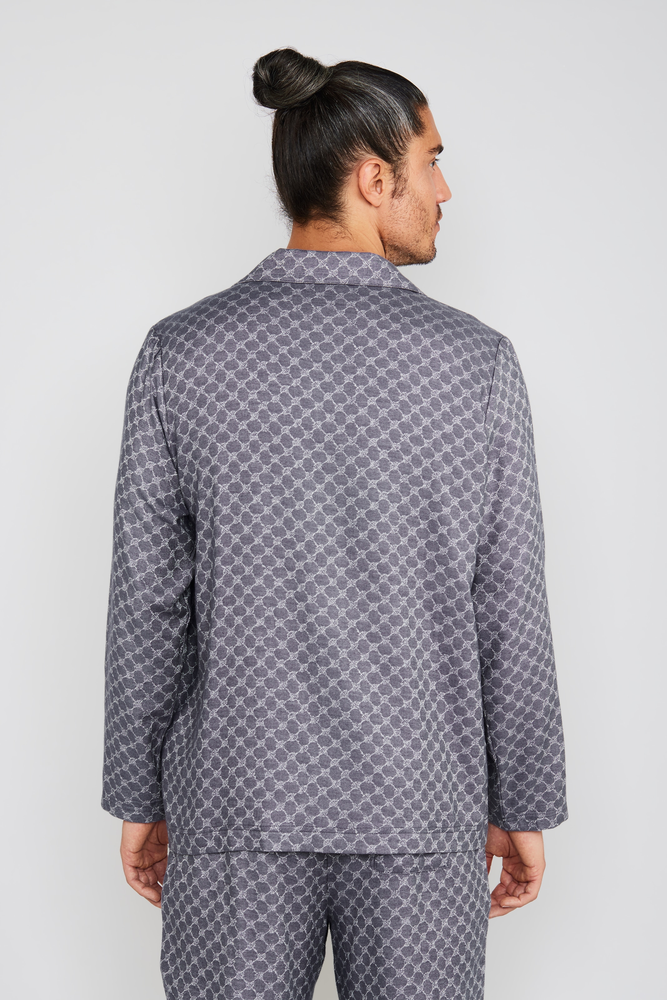 JOOP! Haut de pyjama »Relax«, Knöpfe, Baumwoll-Viskose-Mix, Langarm, Cornflower-Design
