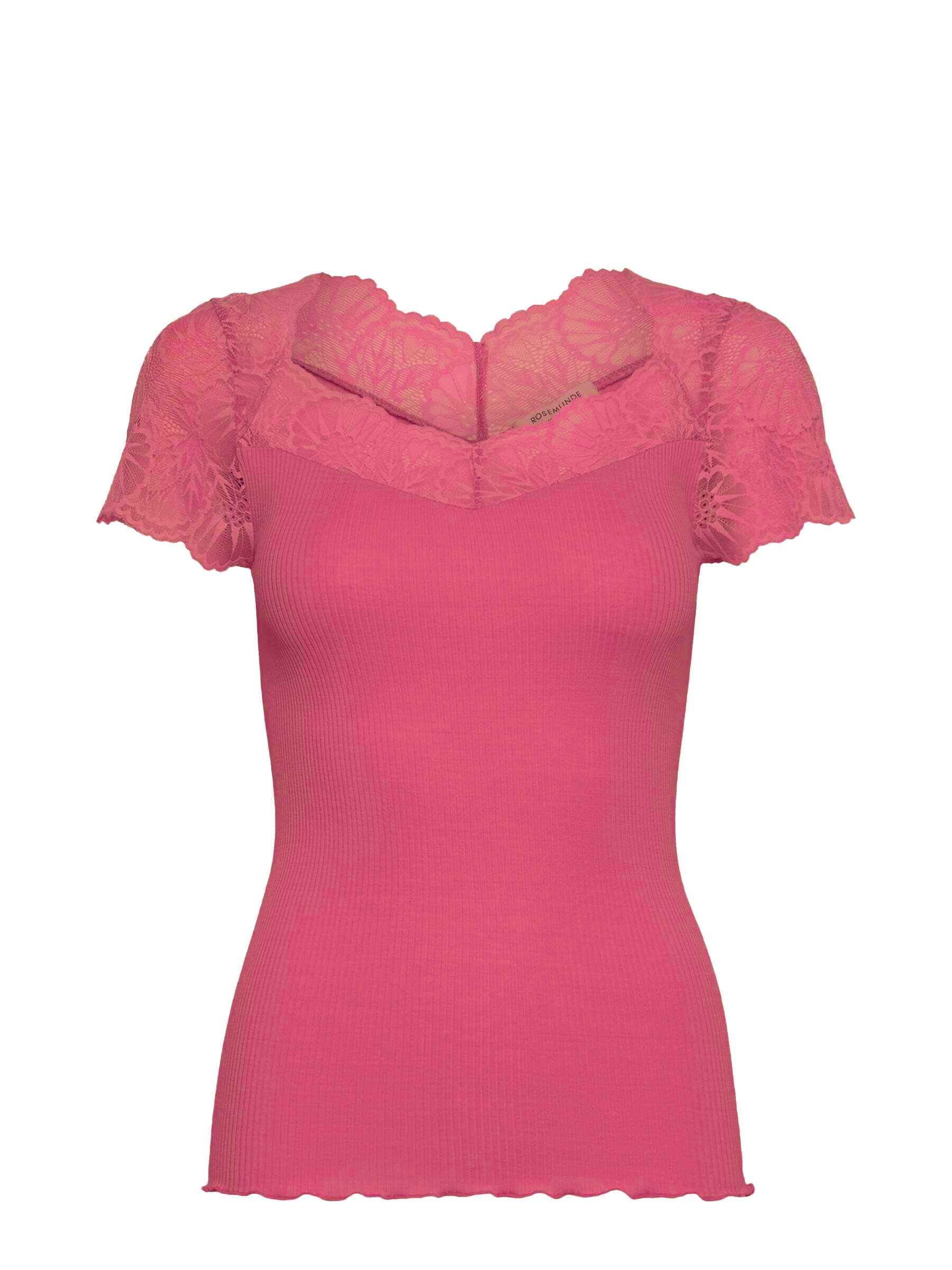 rosemunde Chemise en dentelle »Beatha Lace Capsleeve T-Shirt mit Seide« wunderschöne elastisch weiche Vintage-Spitze an Ausschnitt und Ärmeln