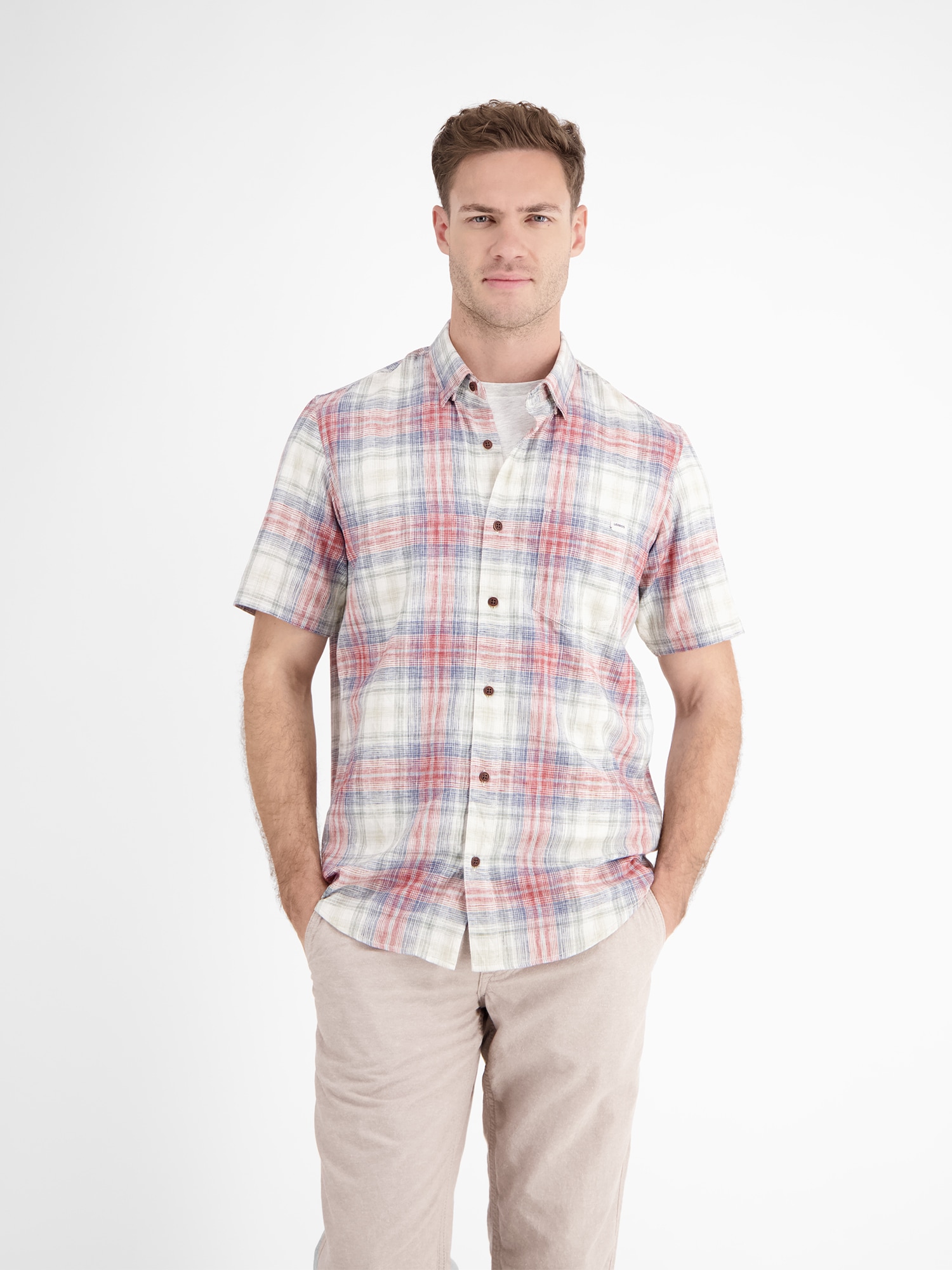 LERROS Kurzarmhemd »Karohemd aus sommerlichem Strukturgewebe«