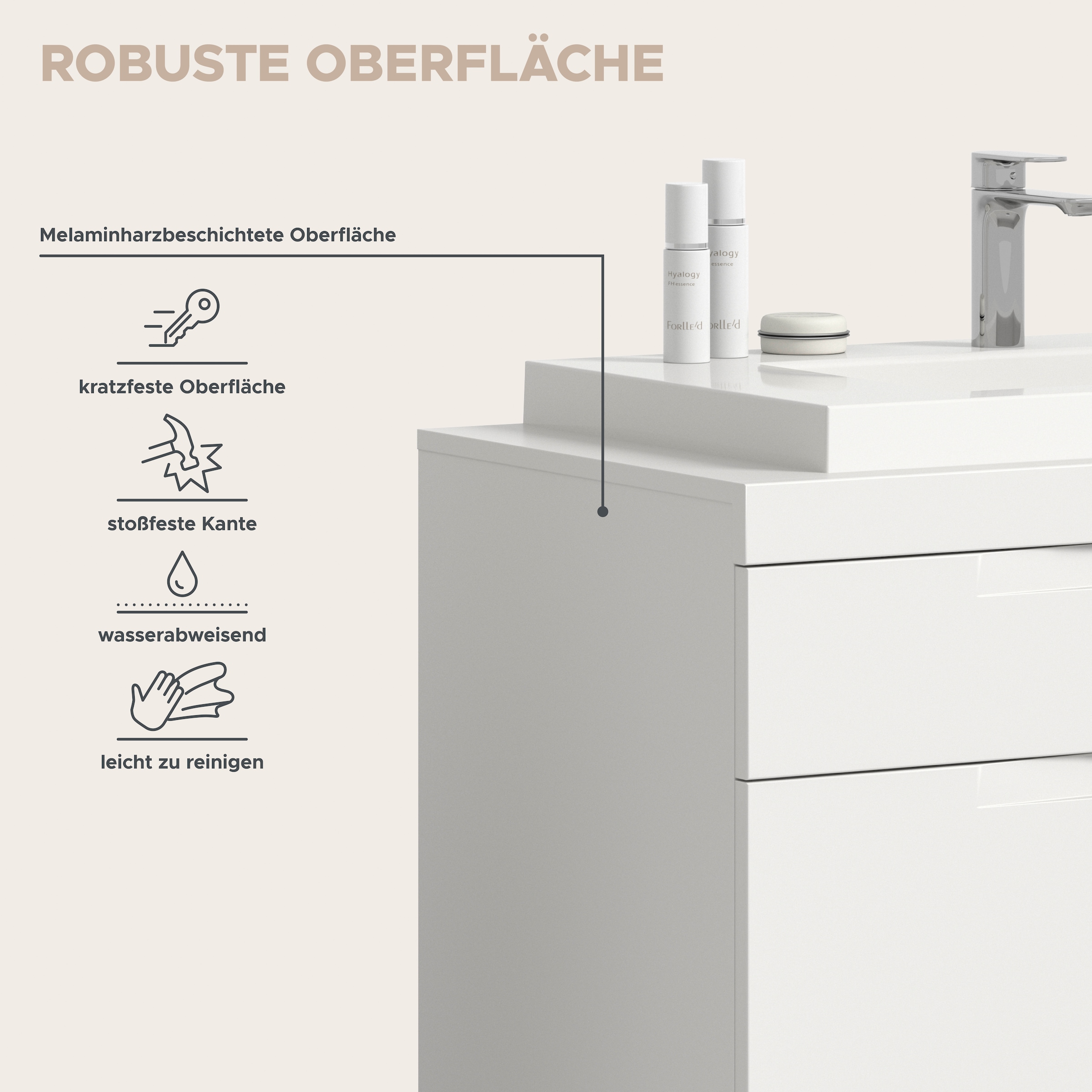GOODproduct Badmöbel-Set »MAOI, 3-tlg. Badkombi, hochwertige MDF Front, optional mit Beleuchtung«