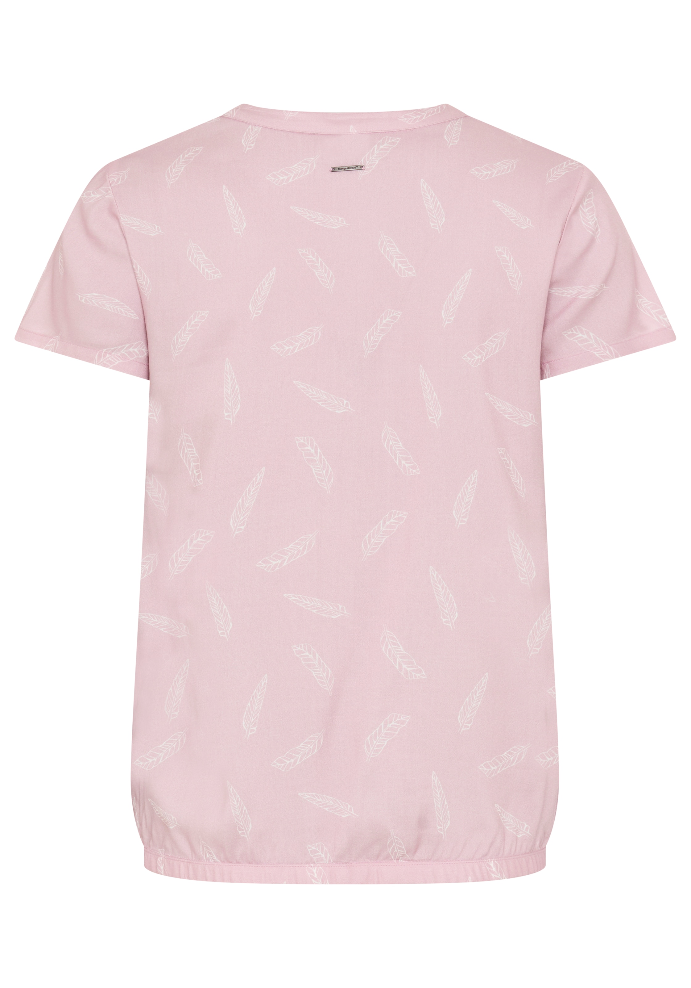 KangaROOS Blouse à manches courtes mit Federprint, figurumspielende Passform, herzförmiger Ausschnitt