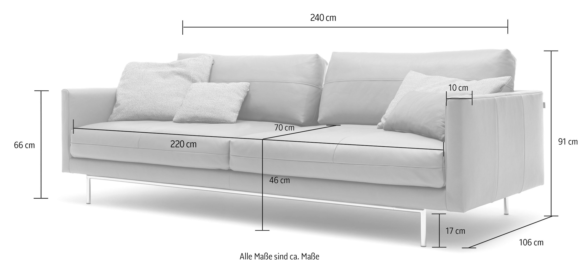 Creation BY ROLF BENZ 4 places »CR.414, Designsofa, Loungesofa« au choix en cuir ou en chenille