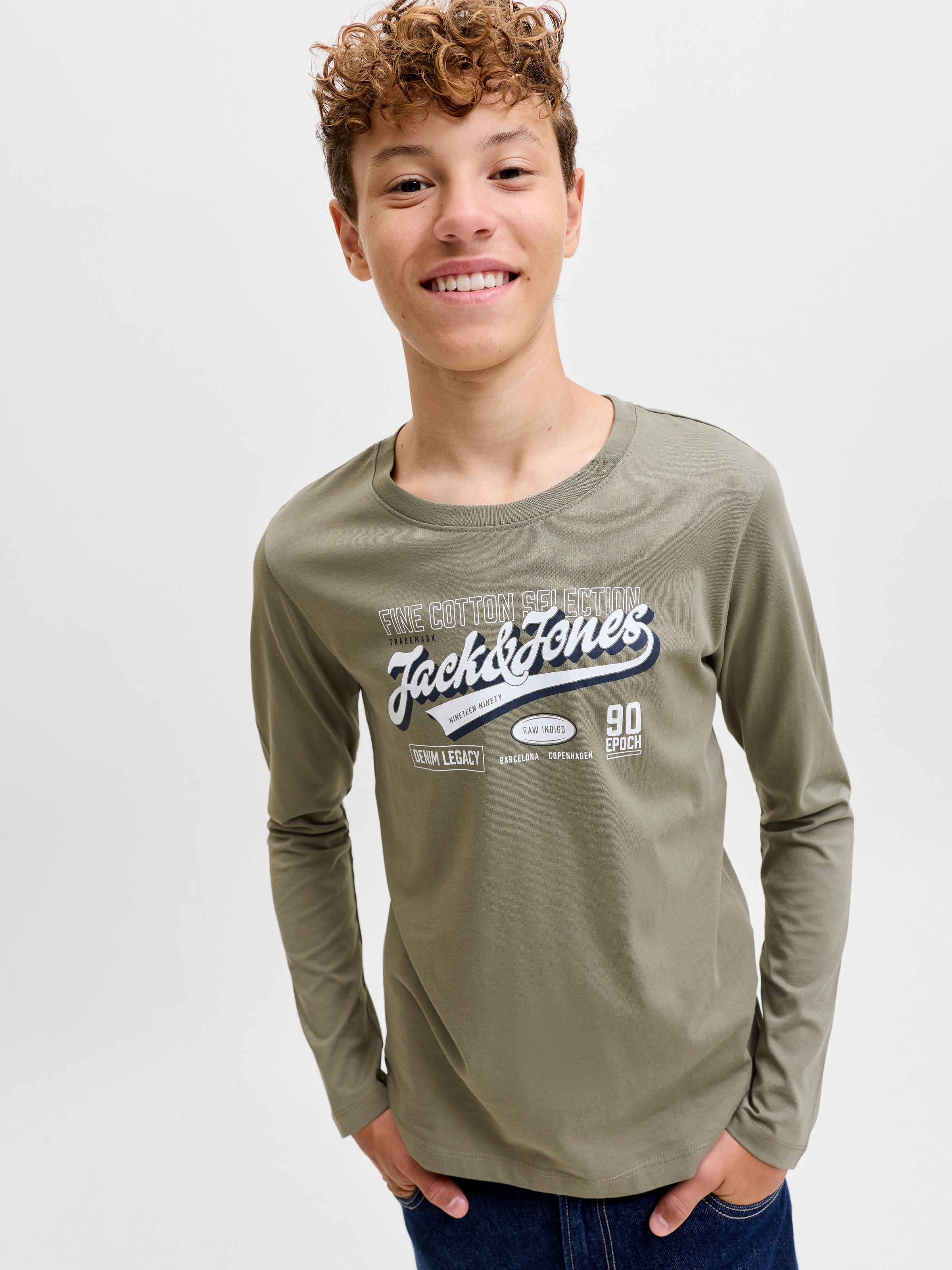 Jack & Jones Junior Langarmshirt »JJELOGO TEE LS O-NECK 2 COL AW26 SN JNR« Baumwolle, regular fit