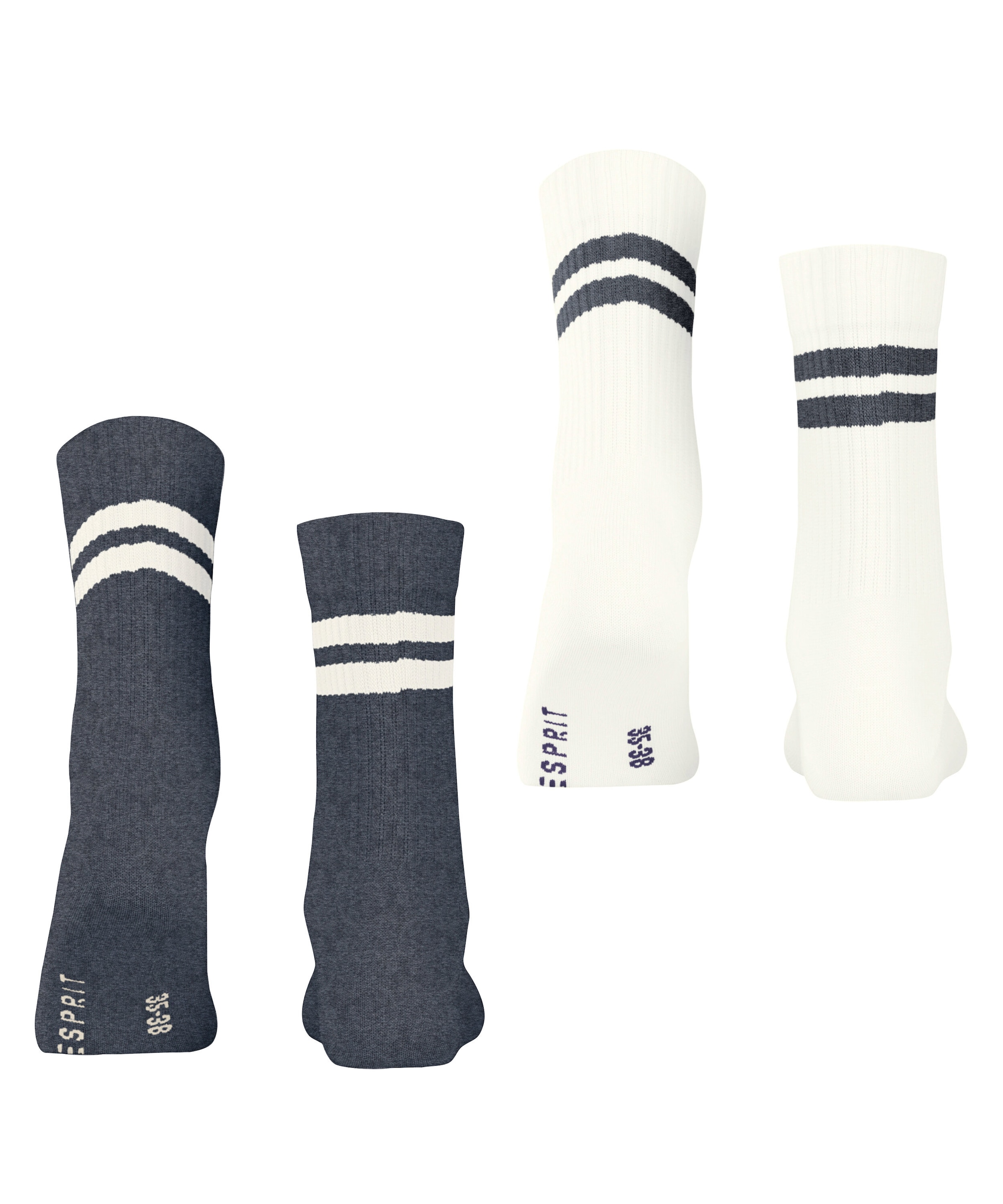 Esprit Chaussettes de tennis »Tennis Stripe« 2 paires,  avec bandes contrastées, design sportif, coupe parfaite