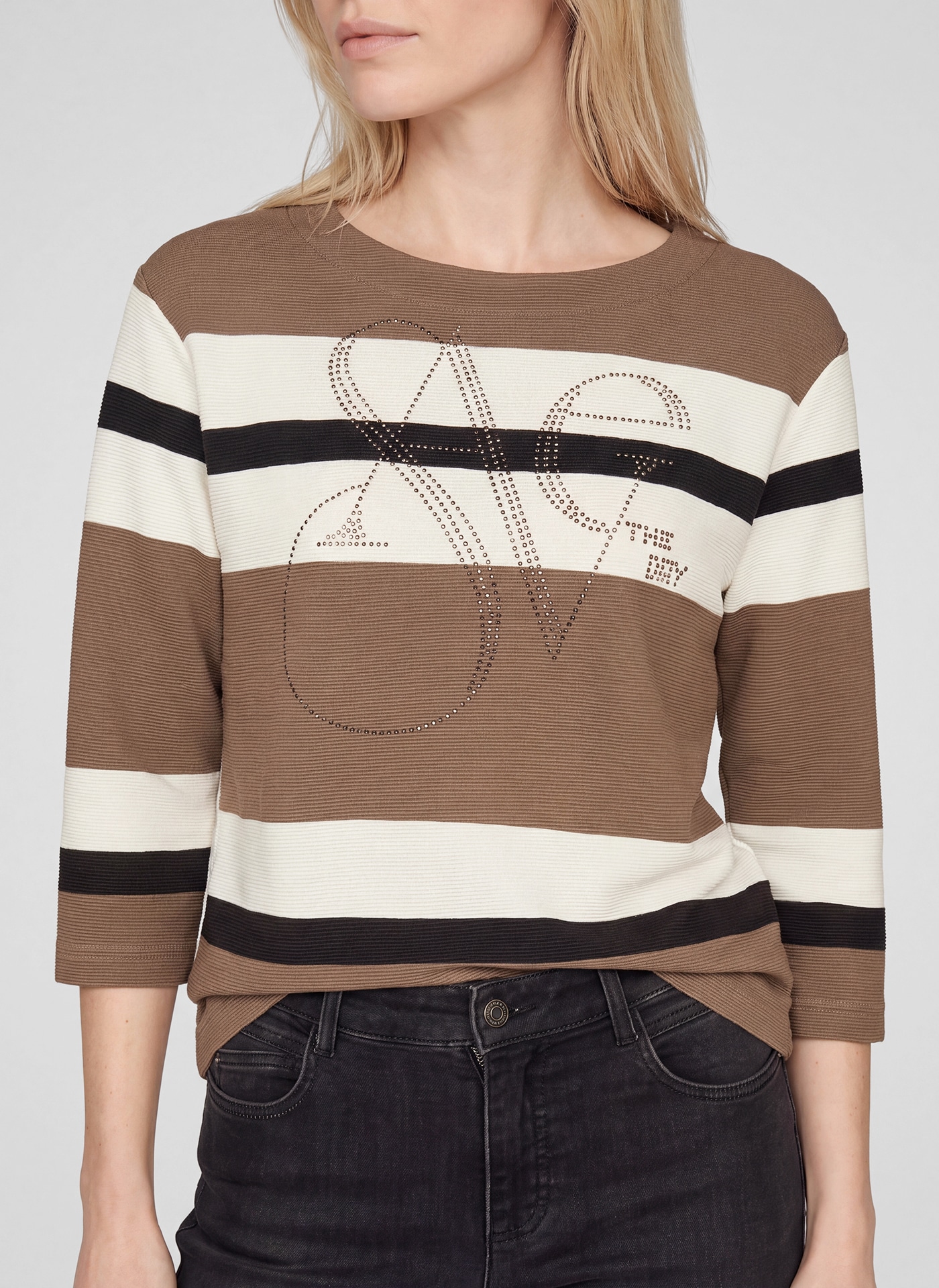 Rabe T-shirt à manches 3/4 Strickpullover im Streifen-Design und mit Glitzer-Details