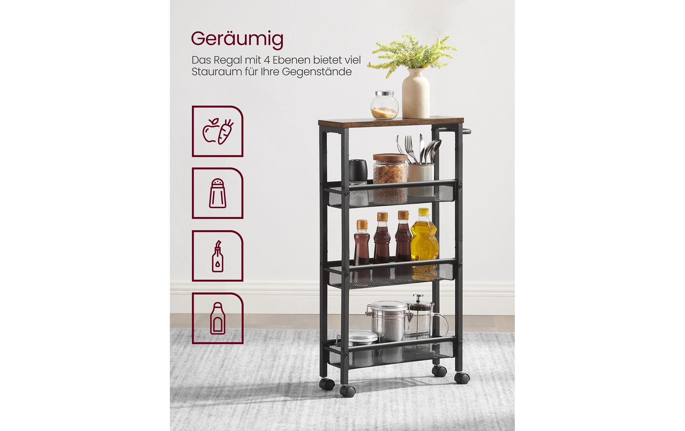 VASAGLE Rollwagen »besonders schmal mit 4 Ebenen«