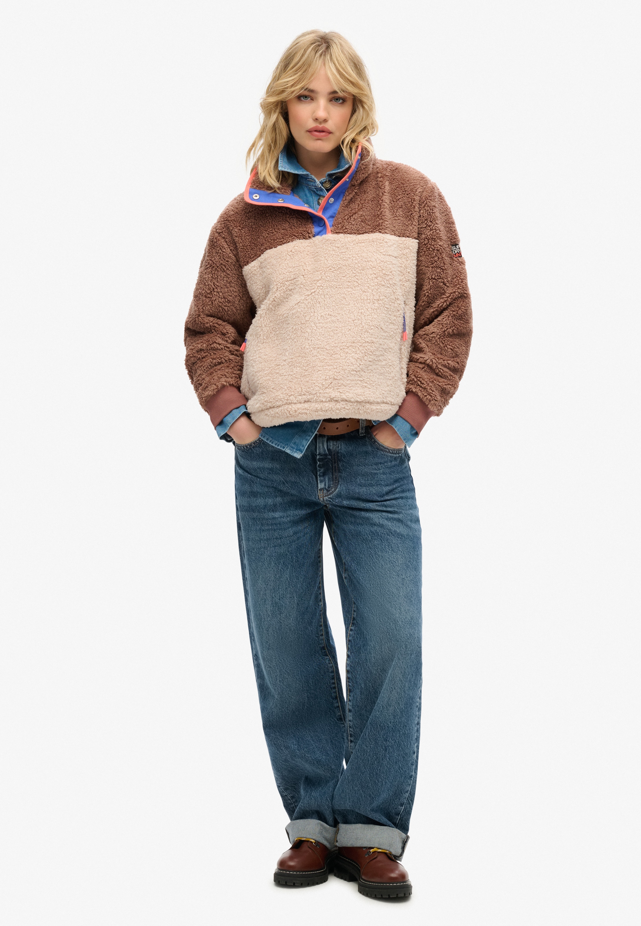 Superdry Sweatshirt »SUPER SOFT MASH UP HALF ZIP«, Kunstfaser, oversize
