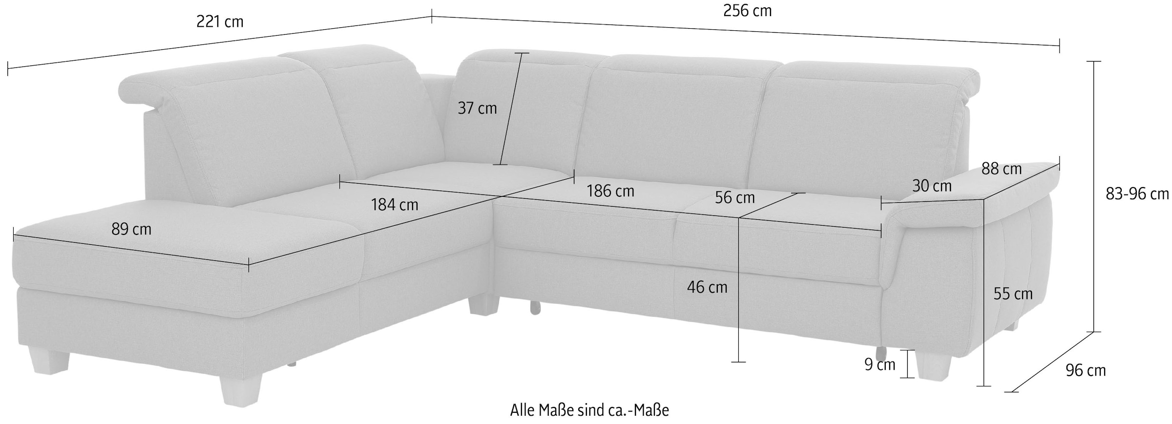 Home affaire Canapé d'angle »Dalia L-Form« mit Federkernpolsterung, wahlweise mit Bettfunktion, Bettkasten