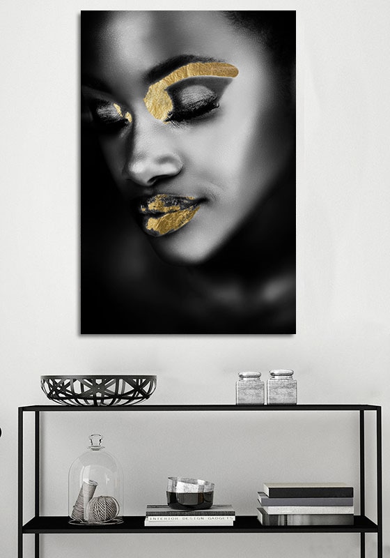 queence Tableau en verre acrylique »Chepre« 1 cuis tlg. von Hand eingearbeitete Blattgold Applikationen