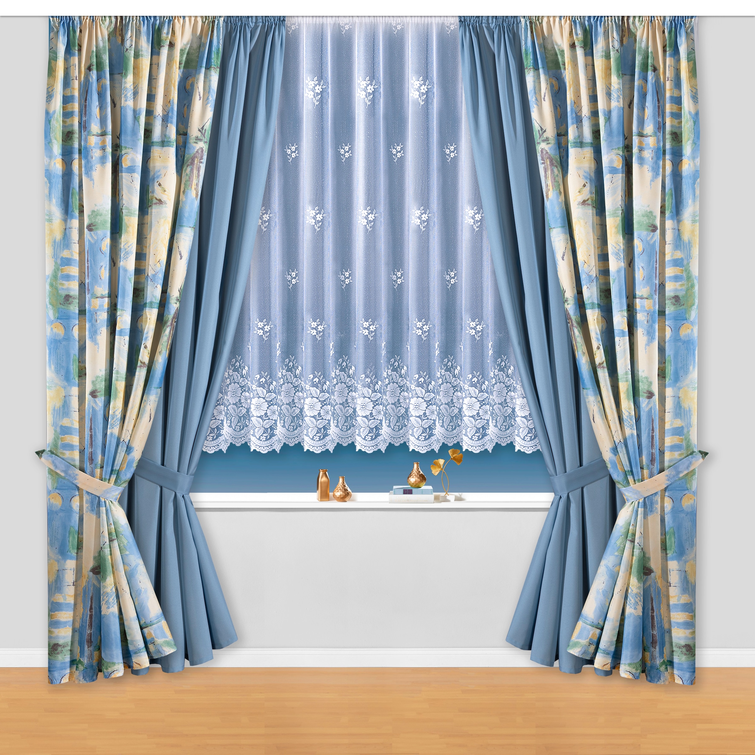 Weckbrodt Rideau »Matteo« Bande volante 1 cuis tlg. Satin, bedruckt, leichte Qualität, mit Raffhalter, Gardine, Store